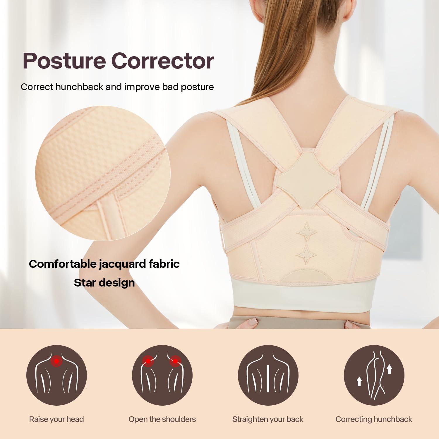 Corrector de Postura Ajustable Beige para Espalda - Alivio Dolor