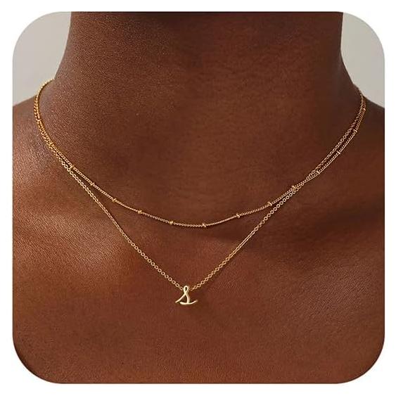Collares Iniciales Capas Yoosteel para Mujeres - Oro 14K