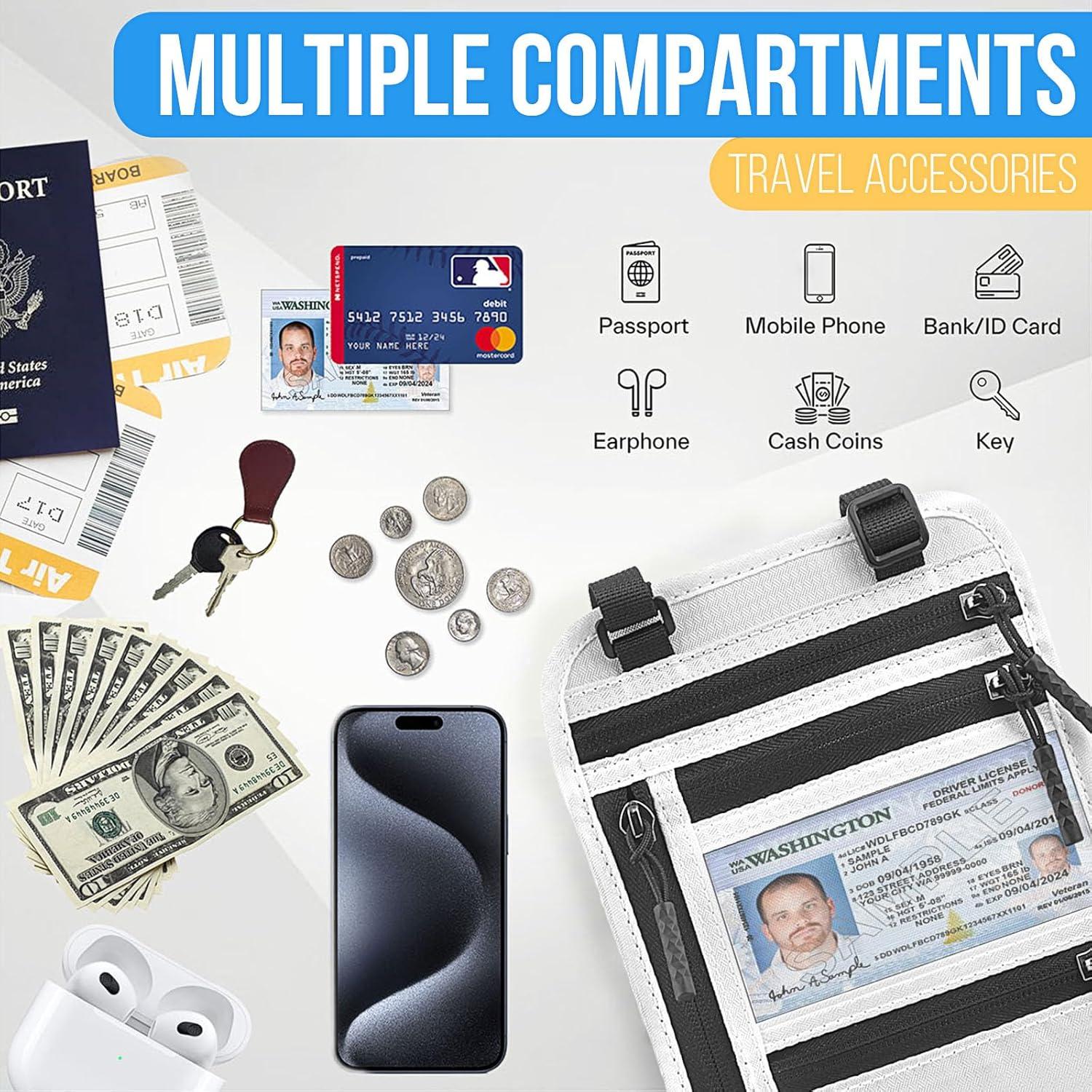 Porta Pasaporte Antirrobo TOPBAG Beige con Bloqueo RFID