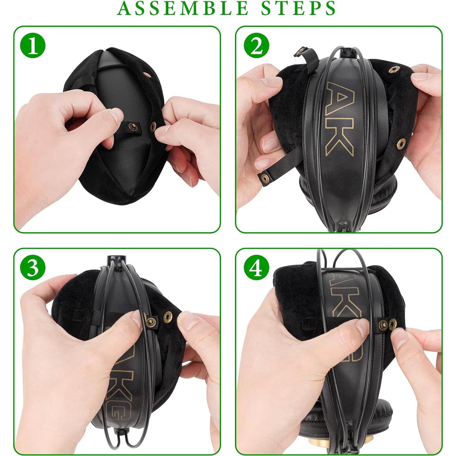 Cubierta de diadema Geekria para AKG, Sony, HIFIMAN, Negro