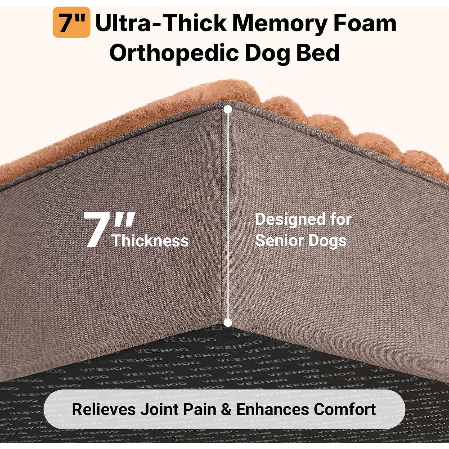 Cama Ortopédica para Perros Veehoo 122x76cm Espuma Viscoelástica