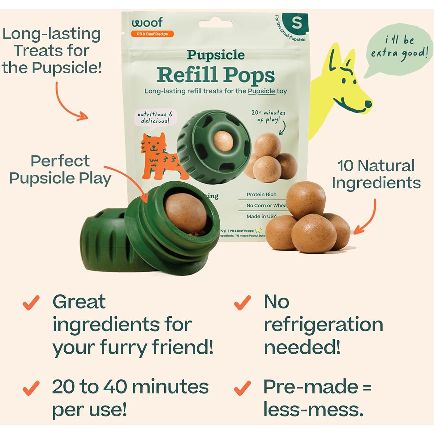 Snacks para Perros WOOF Pupsicle - Carne de Res - 10 Pops