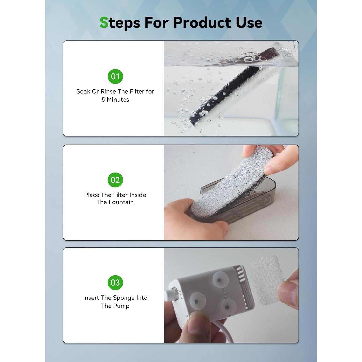 Filtros y Esponjas para Fuente de Agua Gatos DCIOGAT 8 Pzs