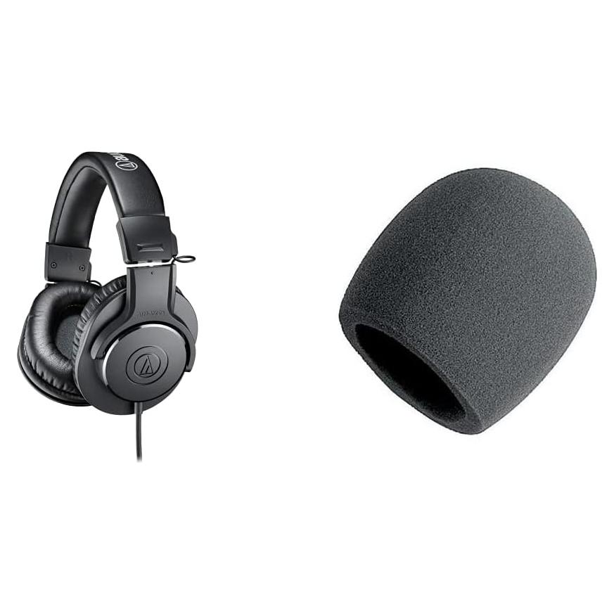 Auriculares de Monitoreo Audio-Technica ATH-M20x + Paravientos