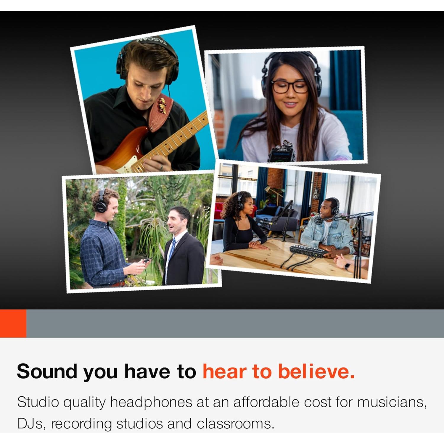 Auriculares de Estudio Tascam TH-02 con Cable, Plegables, 0.46 kg