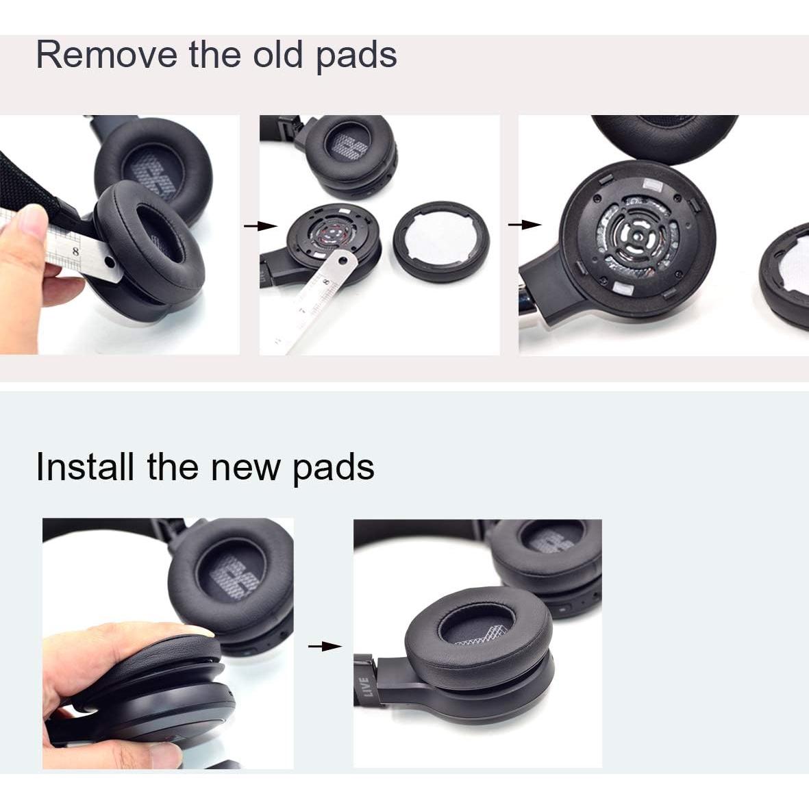 Almohadillas de Reemplazo Defean para Auriculares JBL Live 400BT - Espuma y Cuero Suave (Rojo)