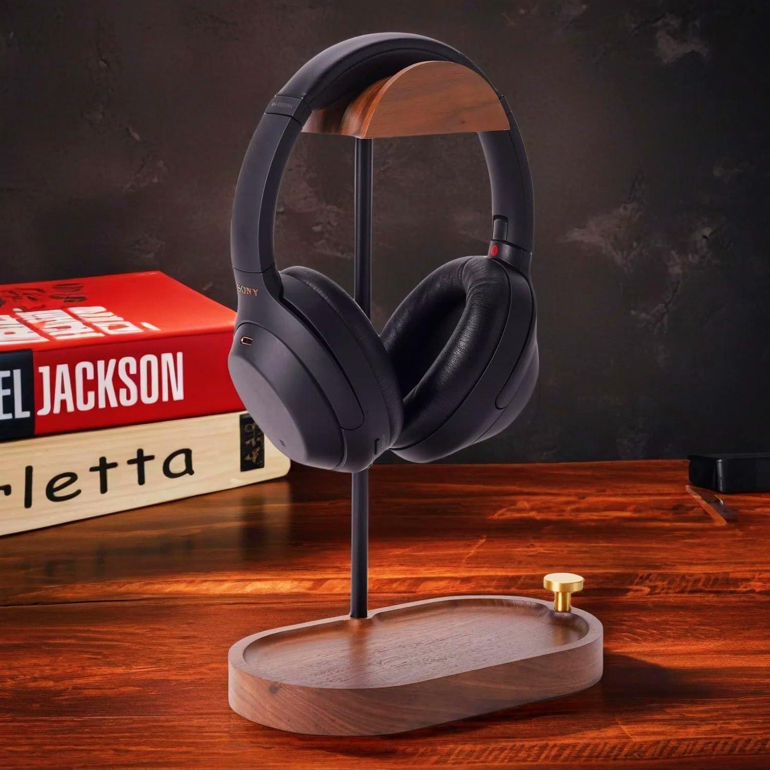 Soporte para Auriculares de Madera NIRVASH E01 con Almacenamiento