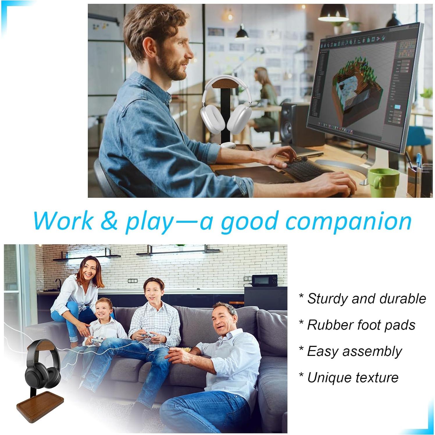 Soporte de Auriculares de Madera Sólida HOTUFELG HXT-F con Bandeja