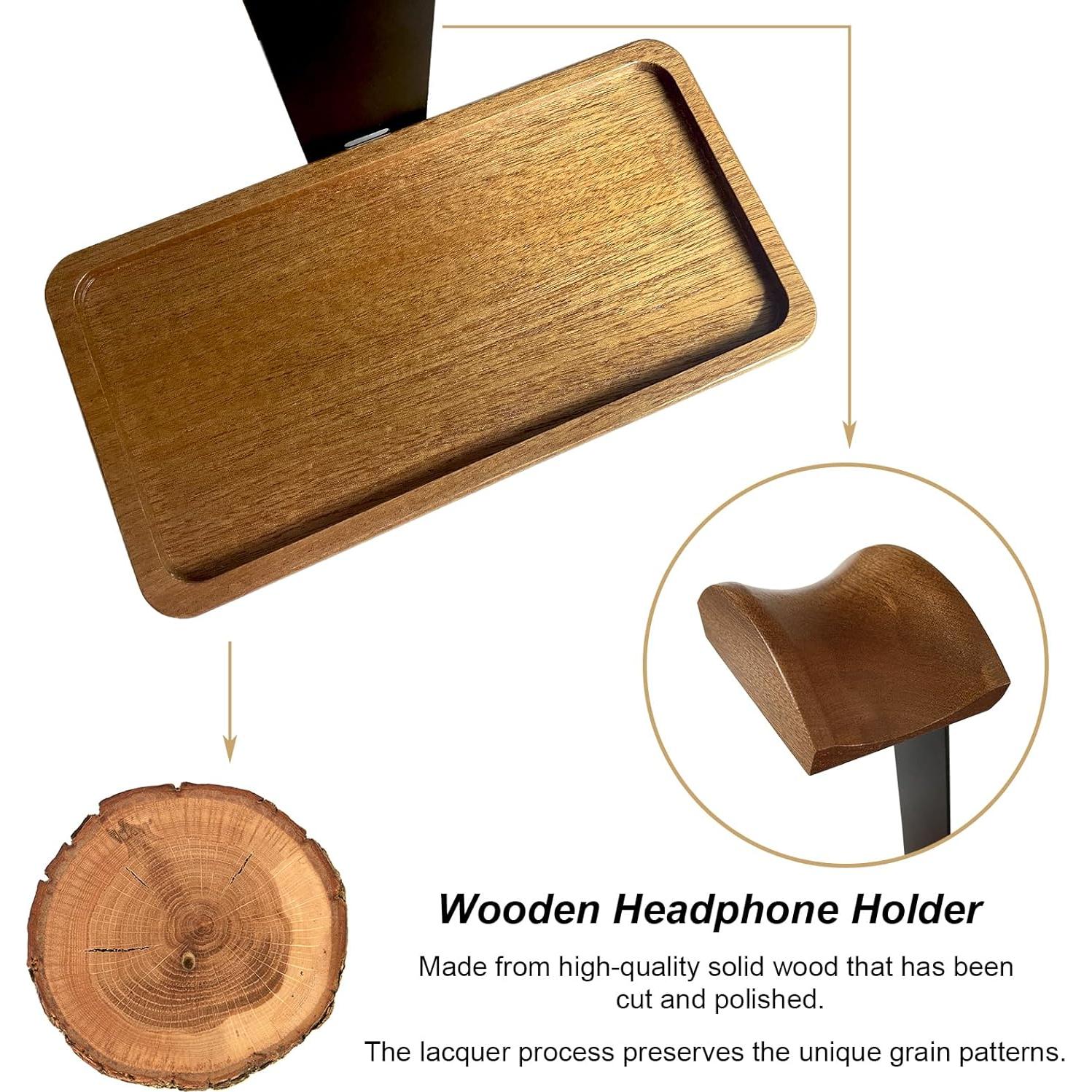 Soporte de Auriculares de Madera Sólida HOTUFELG HXT-F con Bandeja