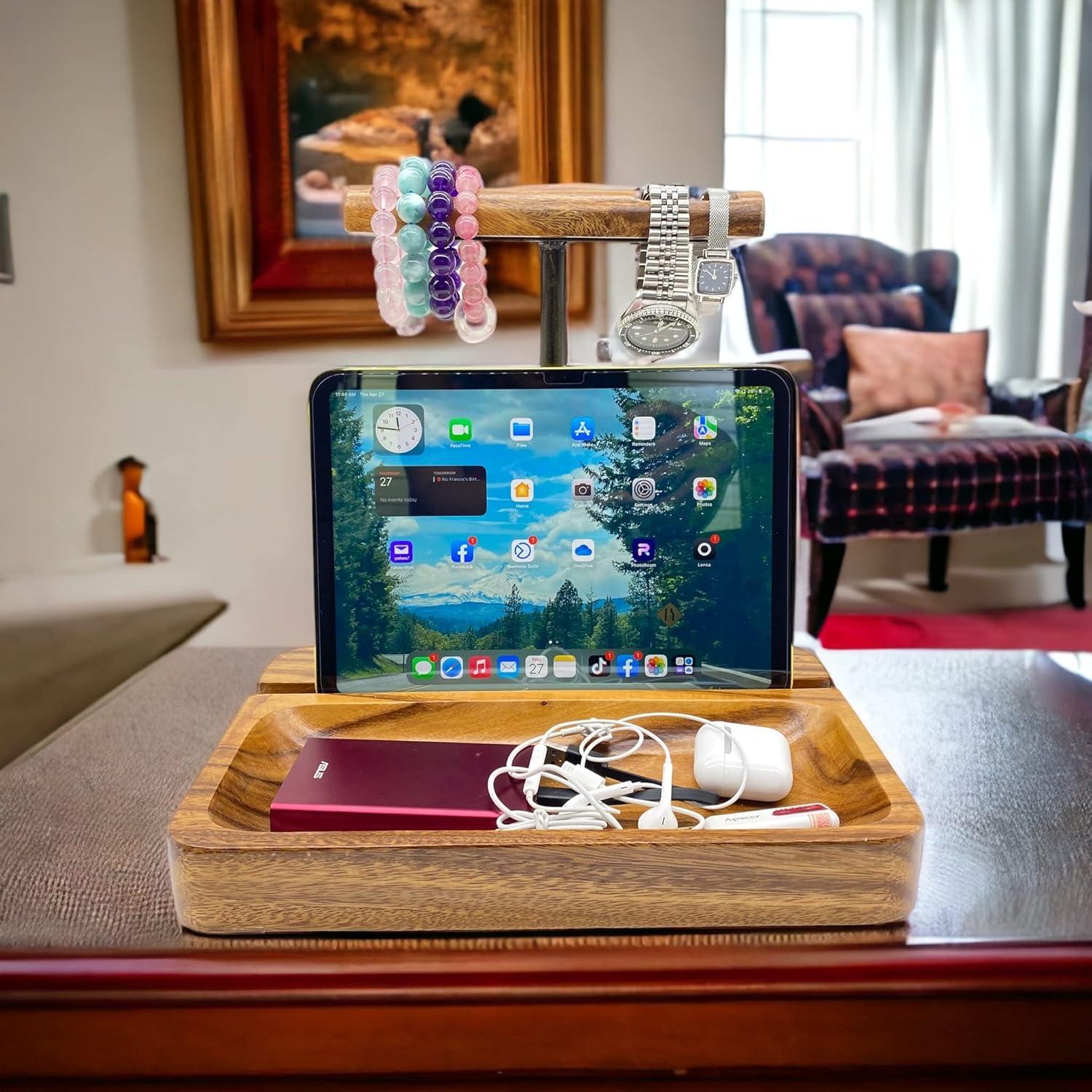 Soporte para Auriculares Doble de Madera Acacia WRIGHTMART