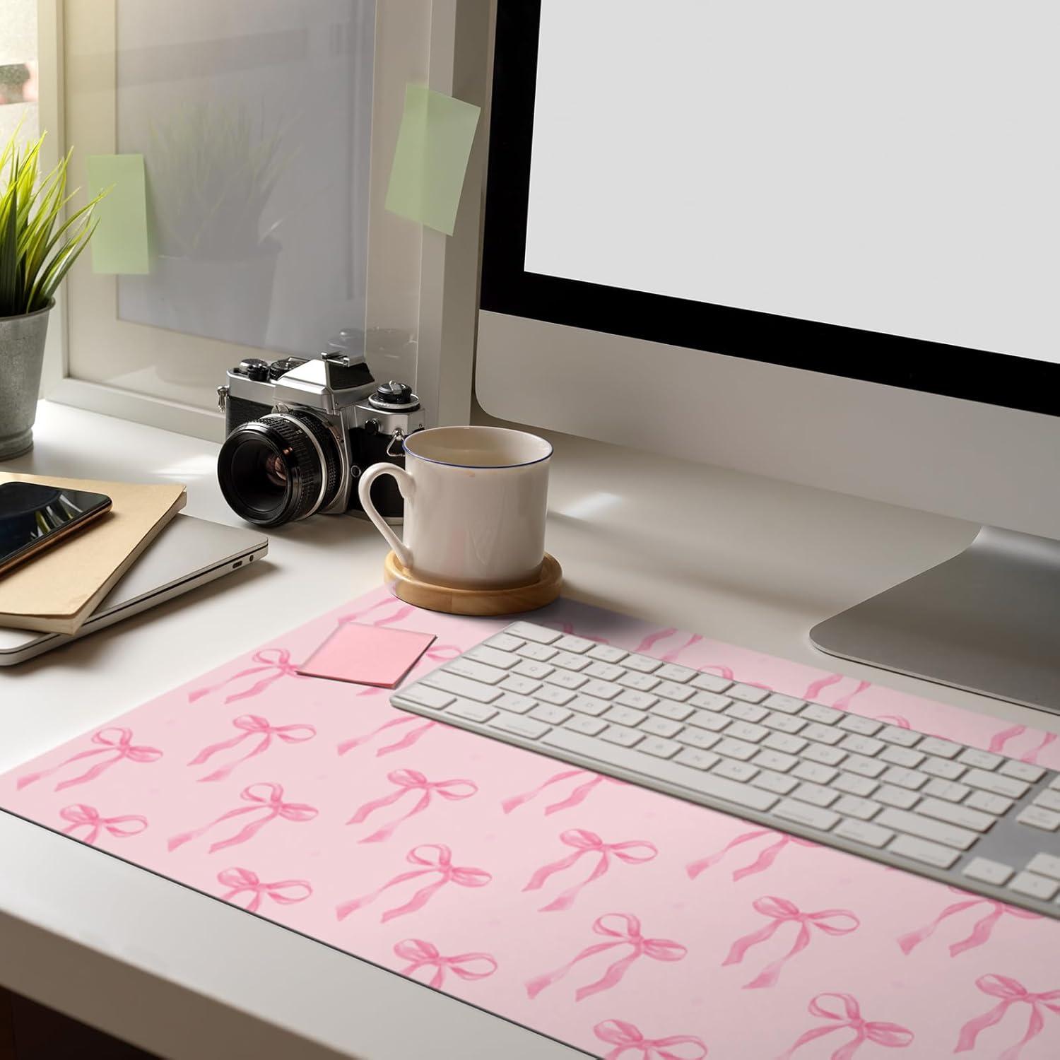 Alfombrilla de Ratón Kawaii Fanfanwin Rosa 60x35 cm Antideslizante