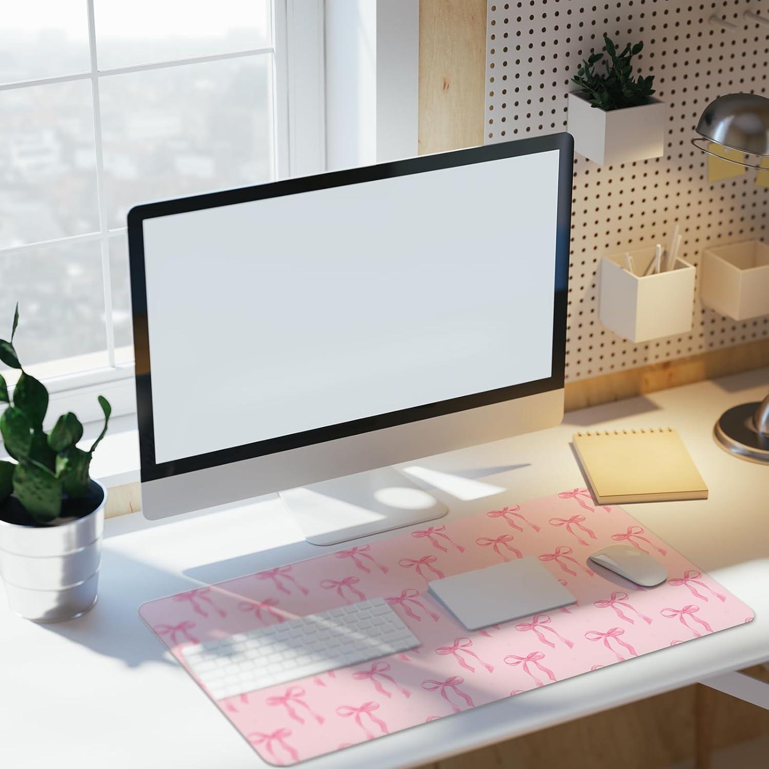 Alfombrilla de Ratón Kawaii Fanfanwin Rosa 60x35 cm Antideslizante