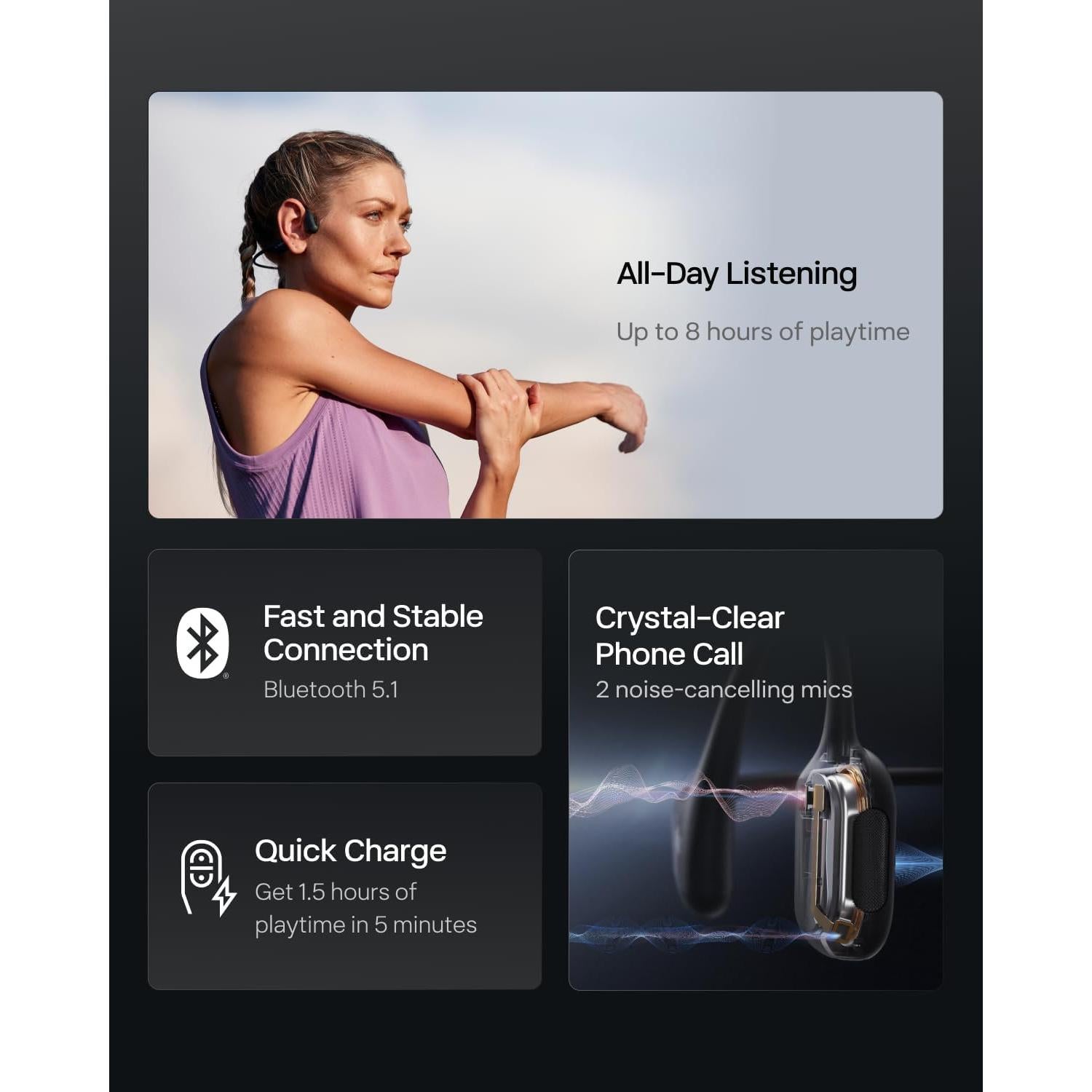 Auriculares Inalámbricos SHOKZ OpenRun Pro Mini - Conducción Ósea, Negro