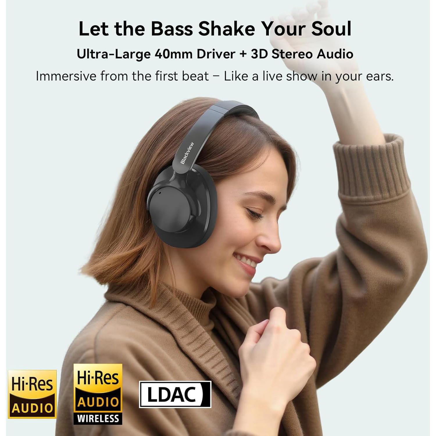 Auriculares Bluetooth Blackview FitBuds H1 Over-Ear ANC 65H