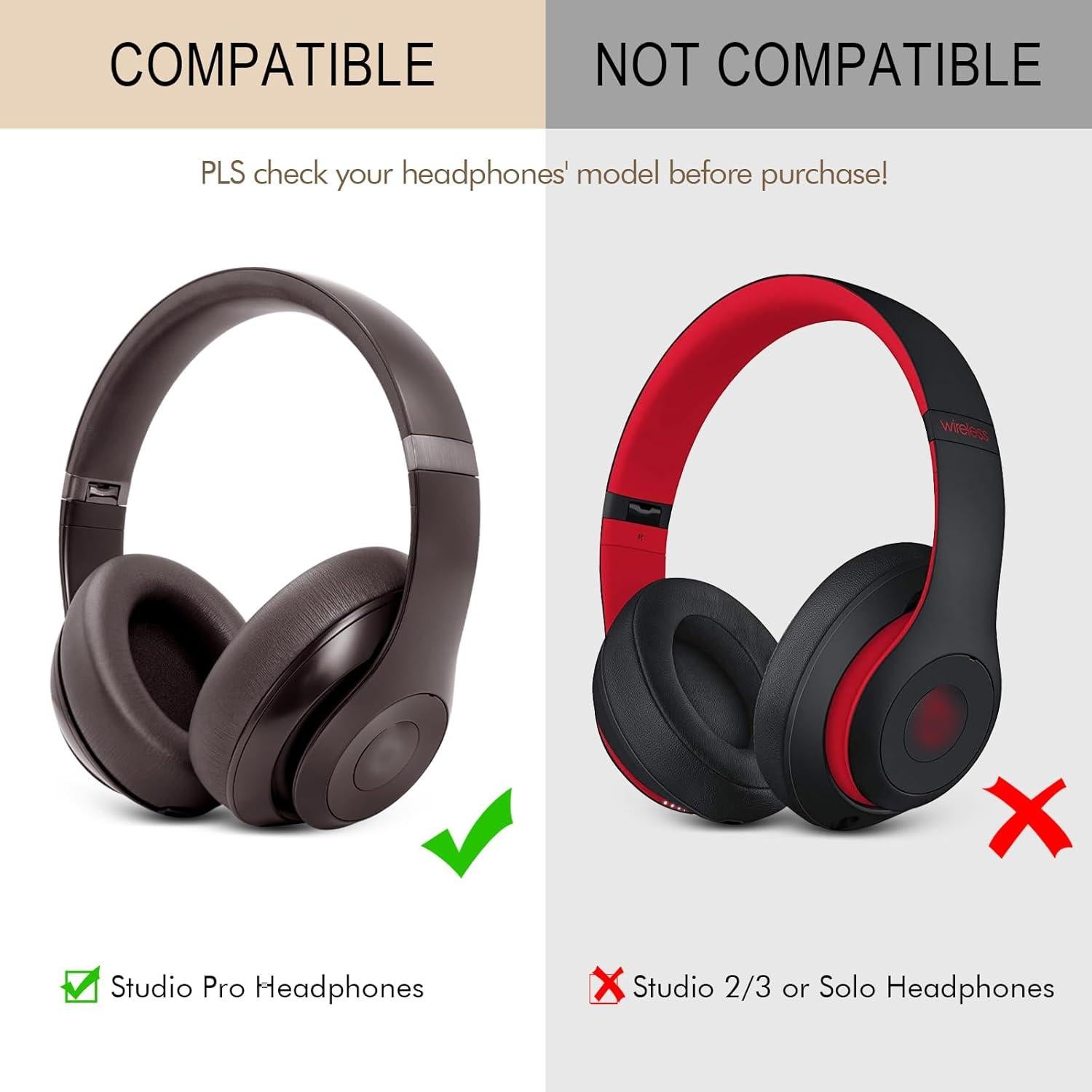 Almohadillas de Reemplazo GVOEARS para Beats Studio Pro - Cuero de Proteína