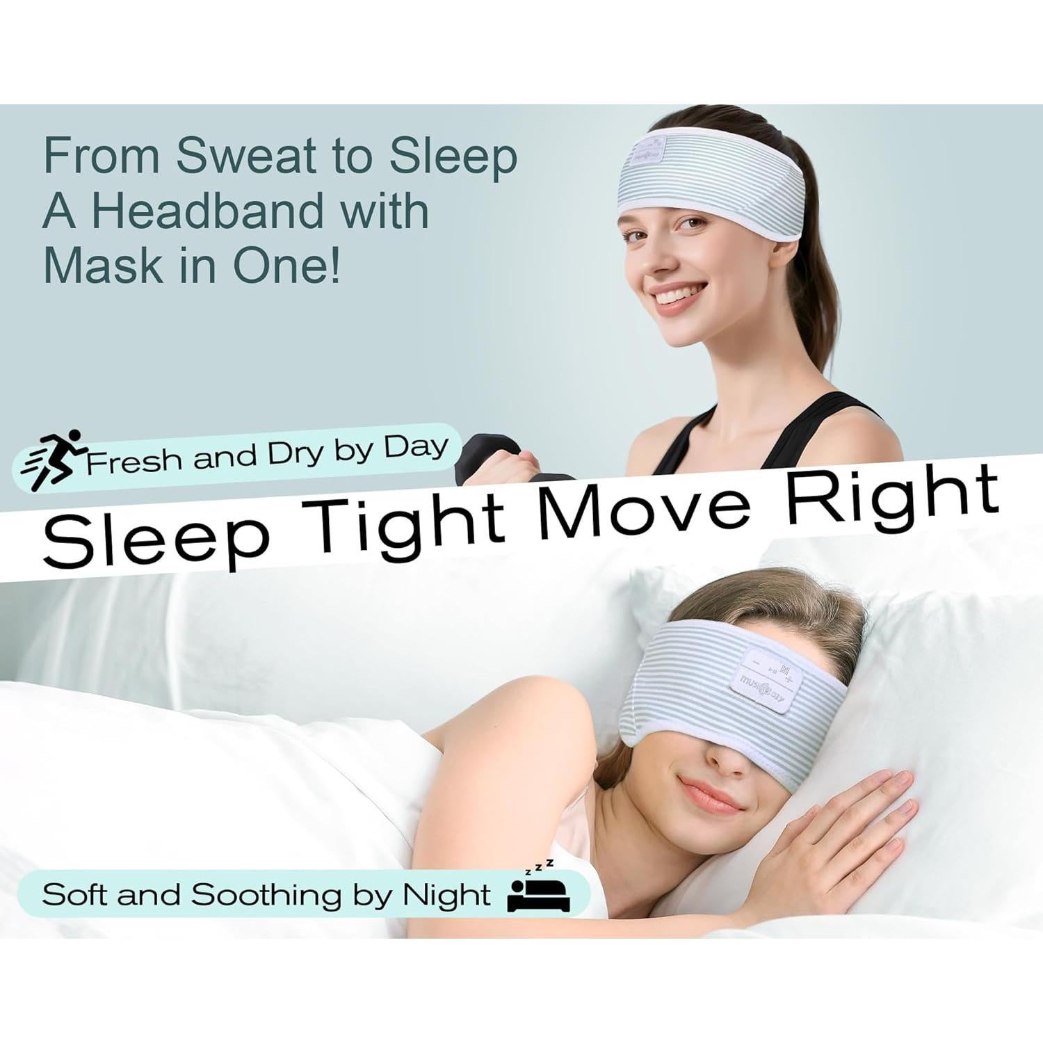 Auriculares Bluetooth Banda MUSICOZY 5.4 para Dormir y Deporte