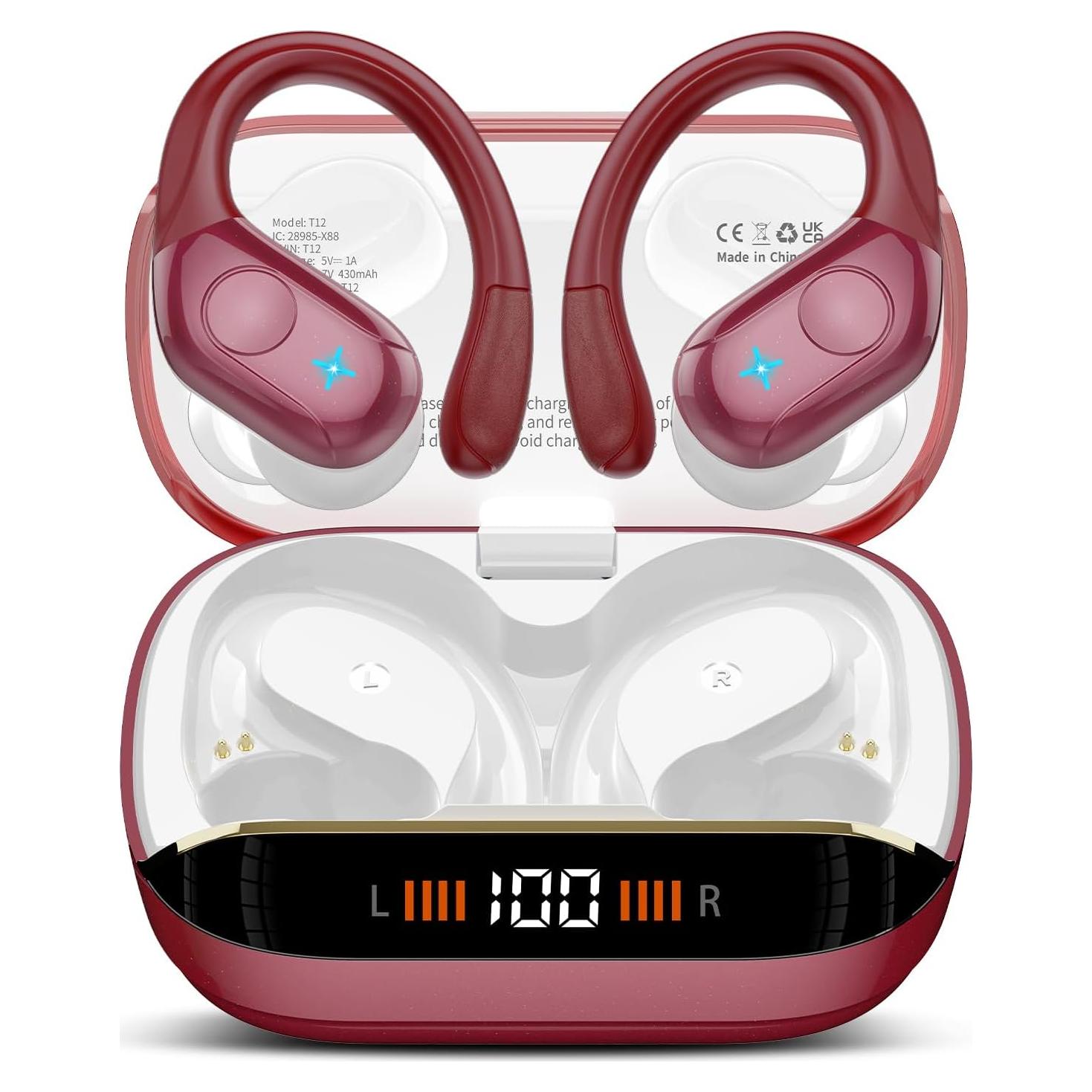 Auriculares Inalámbricos Bluetooth 5.4 BESING T12 75H IP7 Rojo