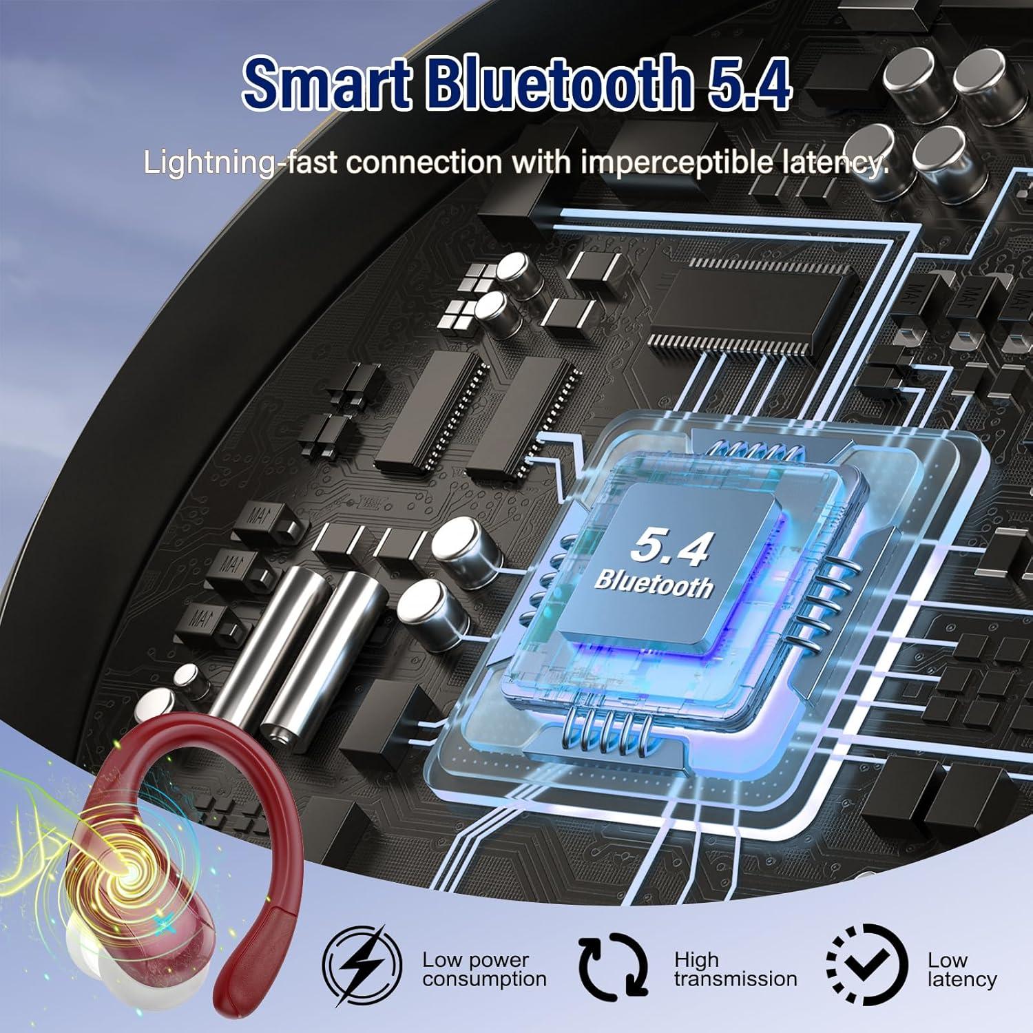 Auriculares Inalámbricos Bluetooth 5.4 BESING T12 75H IP7 Rojo