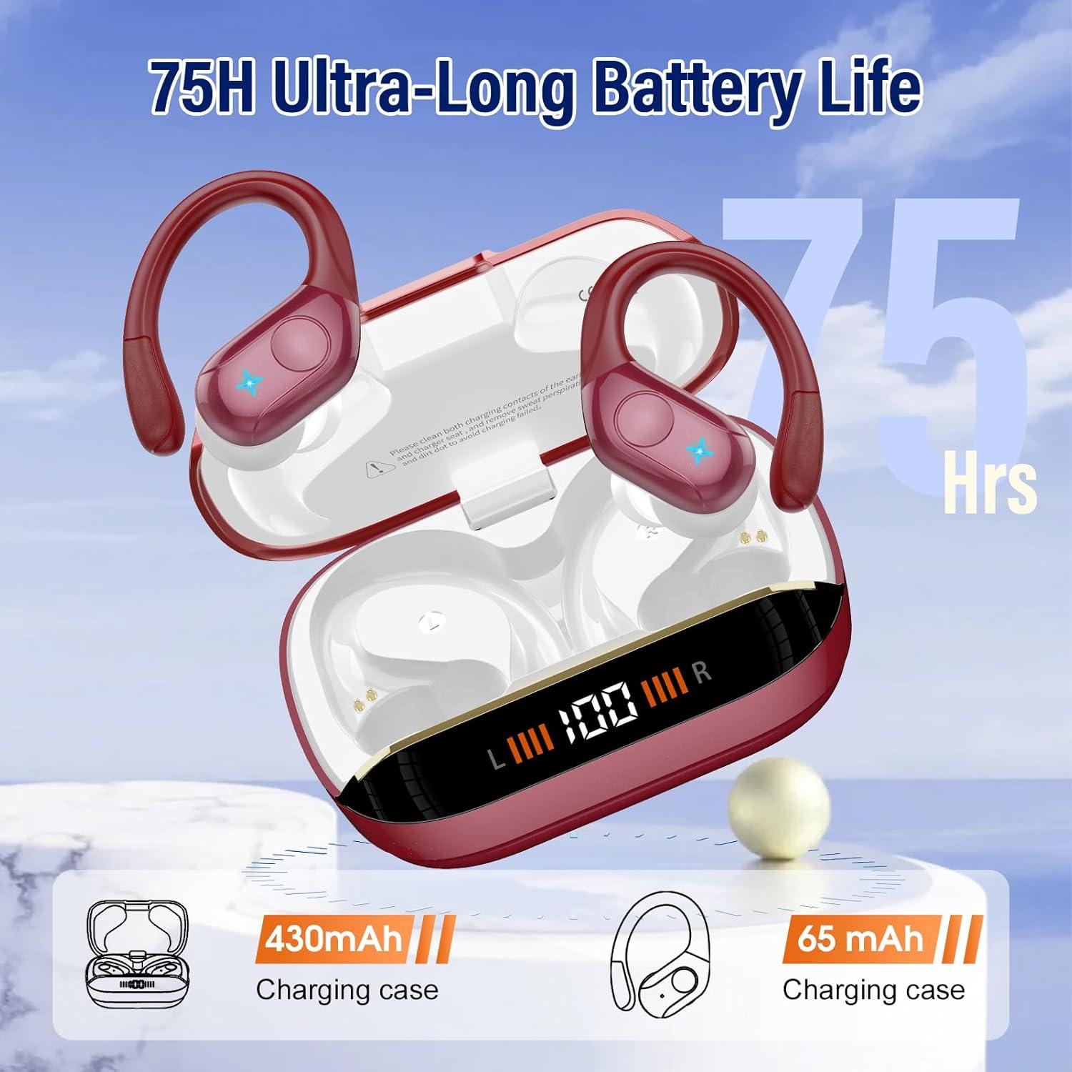 Auriculares Inalámbricos Bluetooth 5.4 BESING T12 75H IP7 Rojo