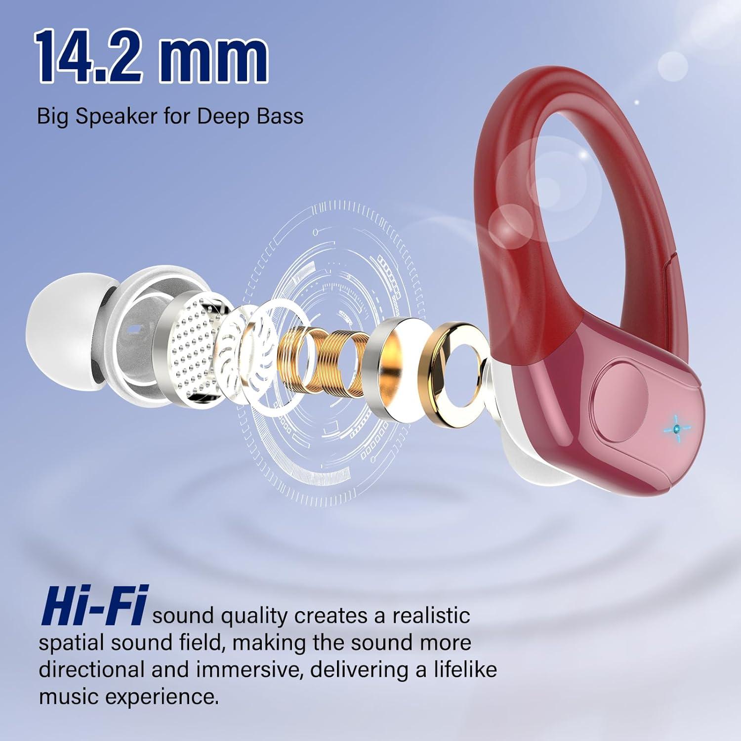 Auriculares Inalámbricos Bluetooth 5.4 BESING T12 75H IP7 Rojo