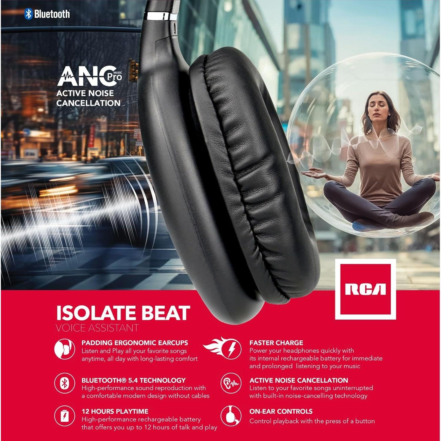 Auriculares Inalámbricos RCA Wave-53 con ANC, 12H Batería