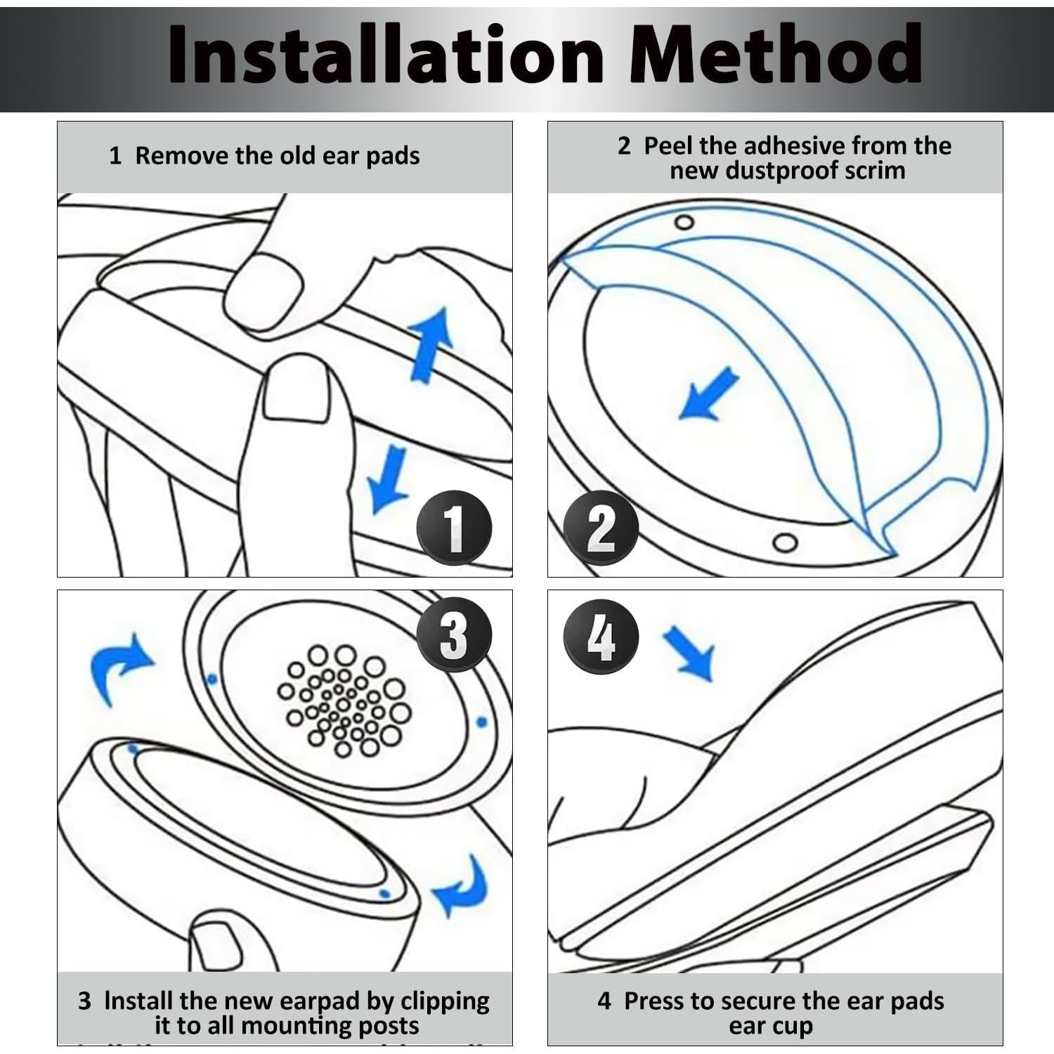 Almohadillas de Reemplazo para Auriculares Beats Studio 2/3 - Negro