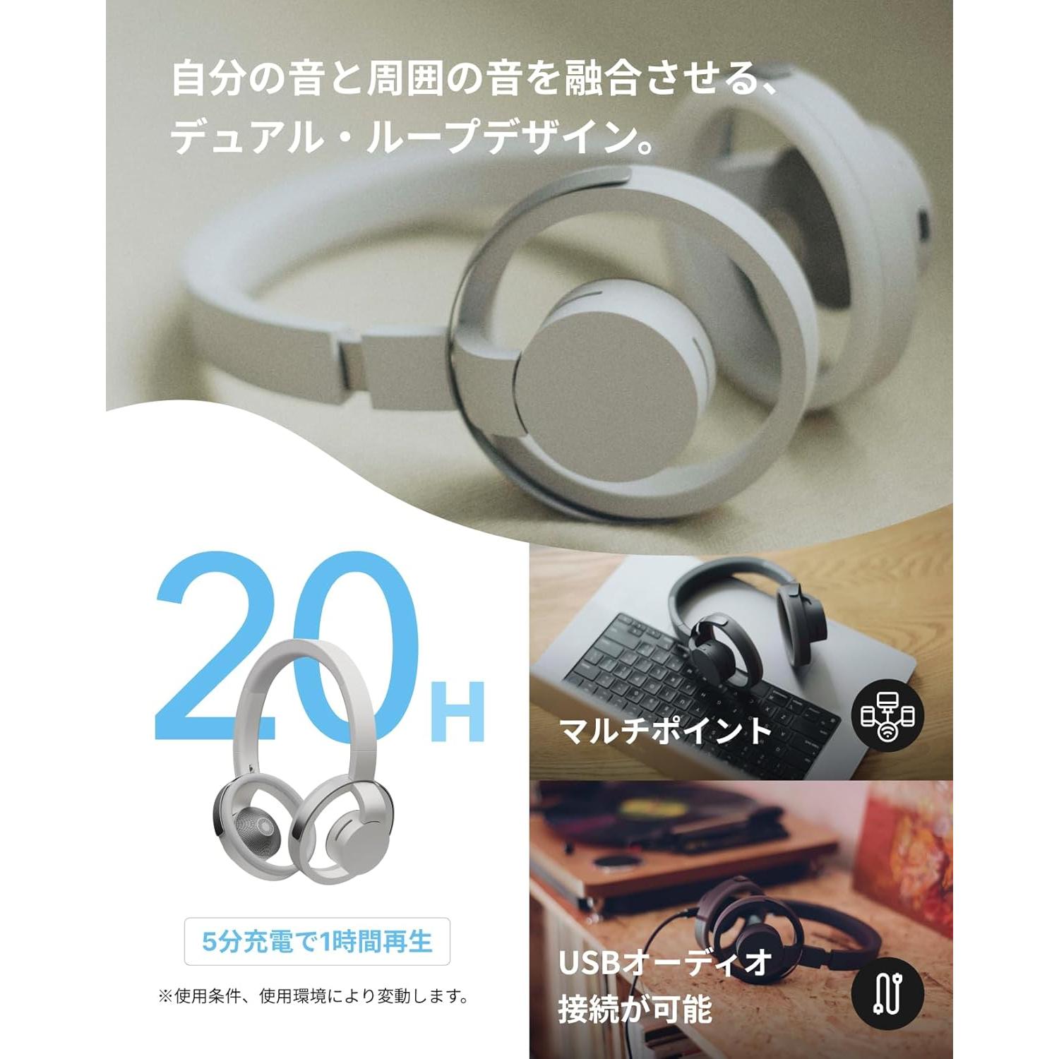 Auriculares Inalámbricos nwm ONE Bluetooth 5.3 20h Gris Claro