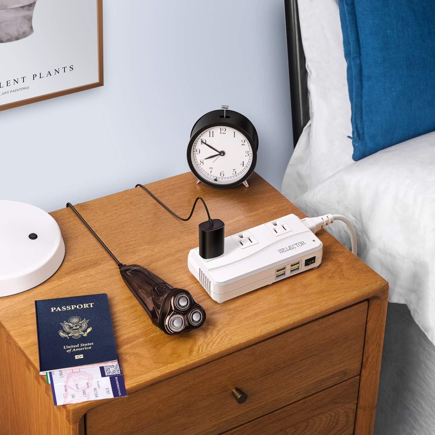 Adaptador de Viaje ISELECTOR 220V a 110V 6A 4 USB 3 AC