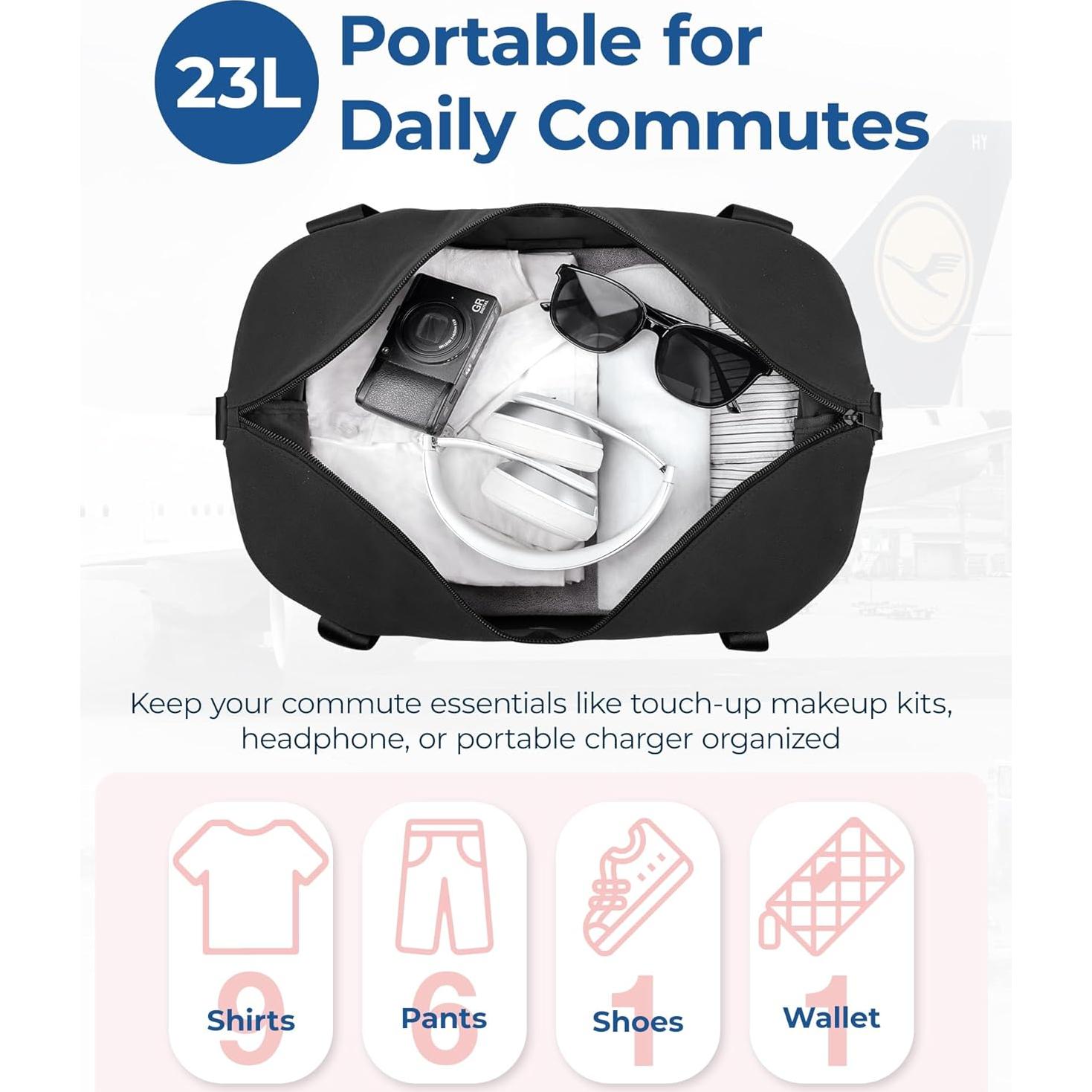 Bolsa de Gimnasio Plegable BAGSMART 23L Negra para Viajes