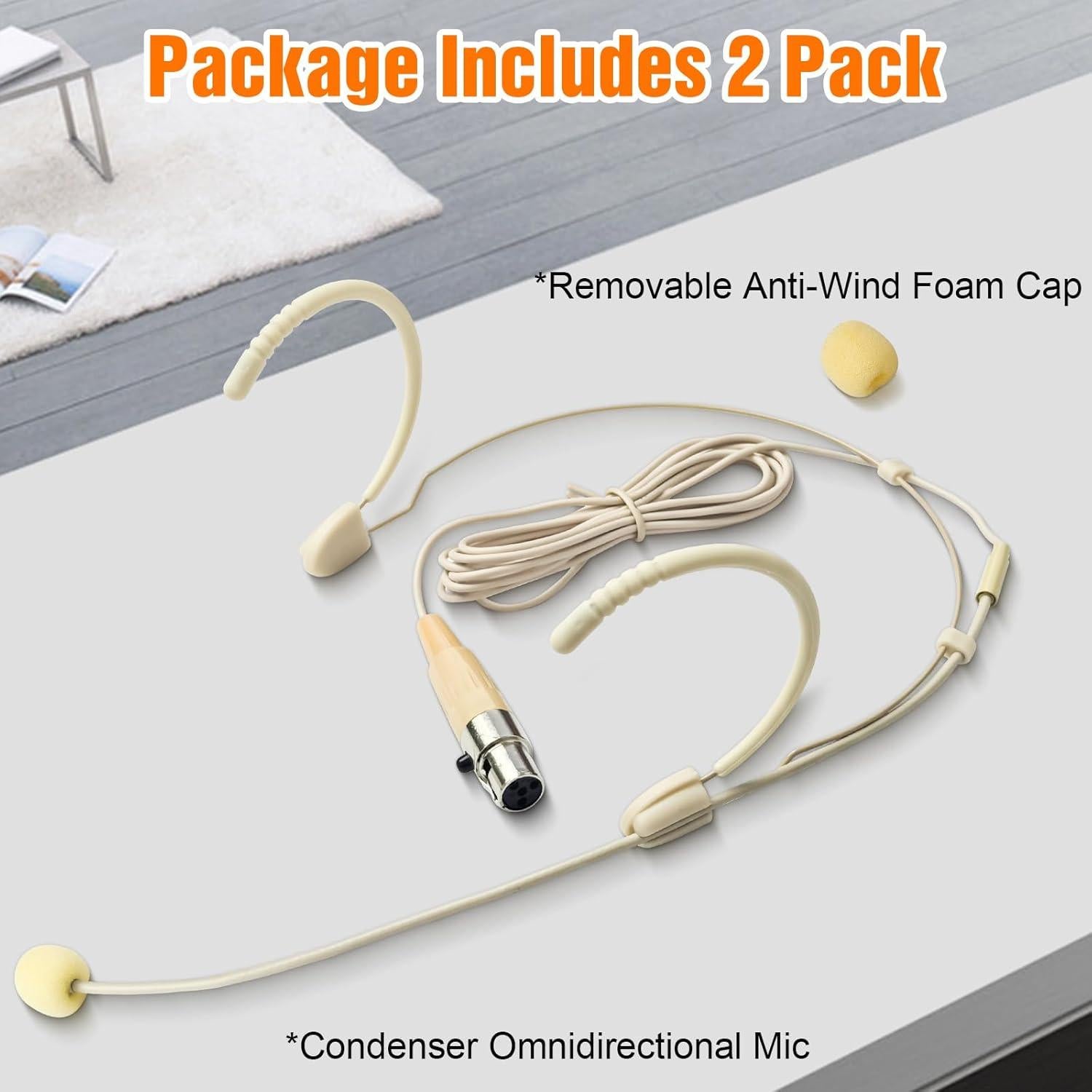 Auriculares con micrófono Akoree para cabeza, 2 paquetes, 1.5m