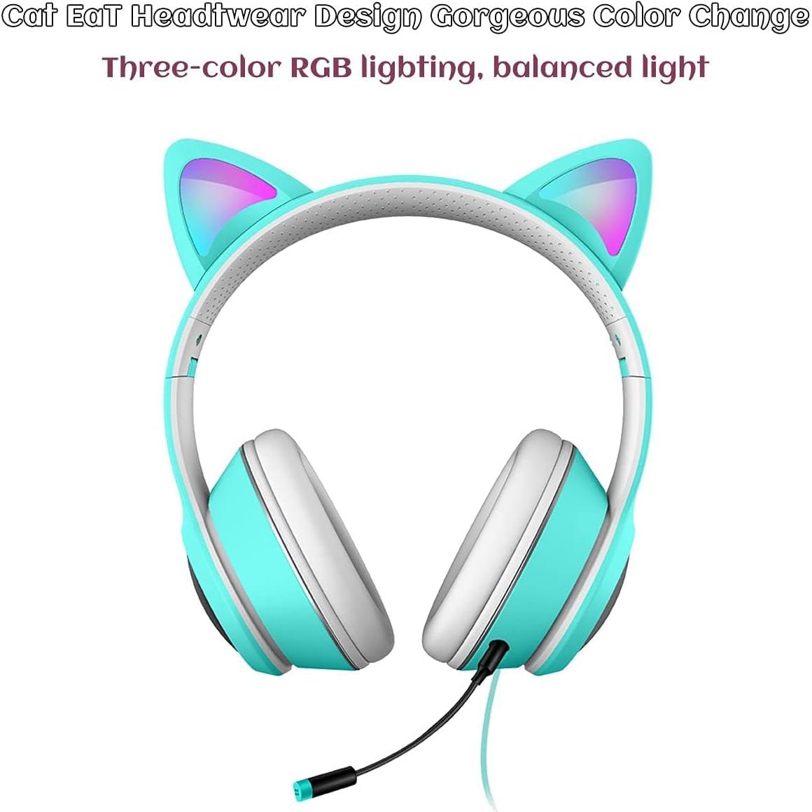 Auriculares Gaming VIGROS con Orejas de Gato y Luz LED 3.5mm