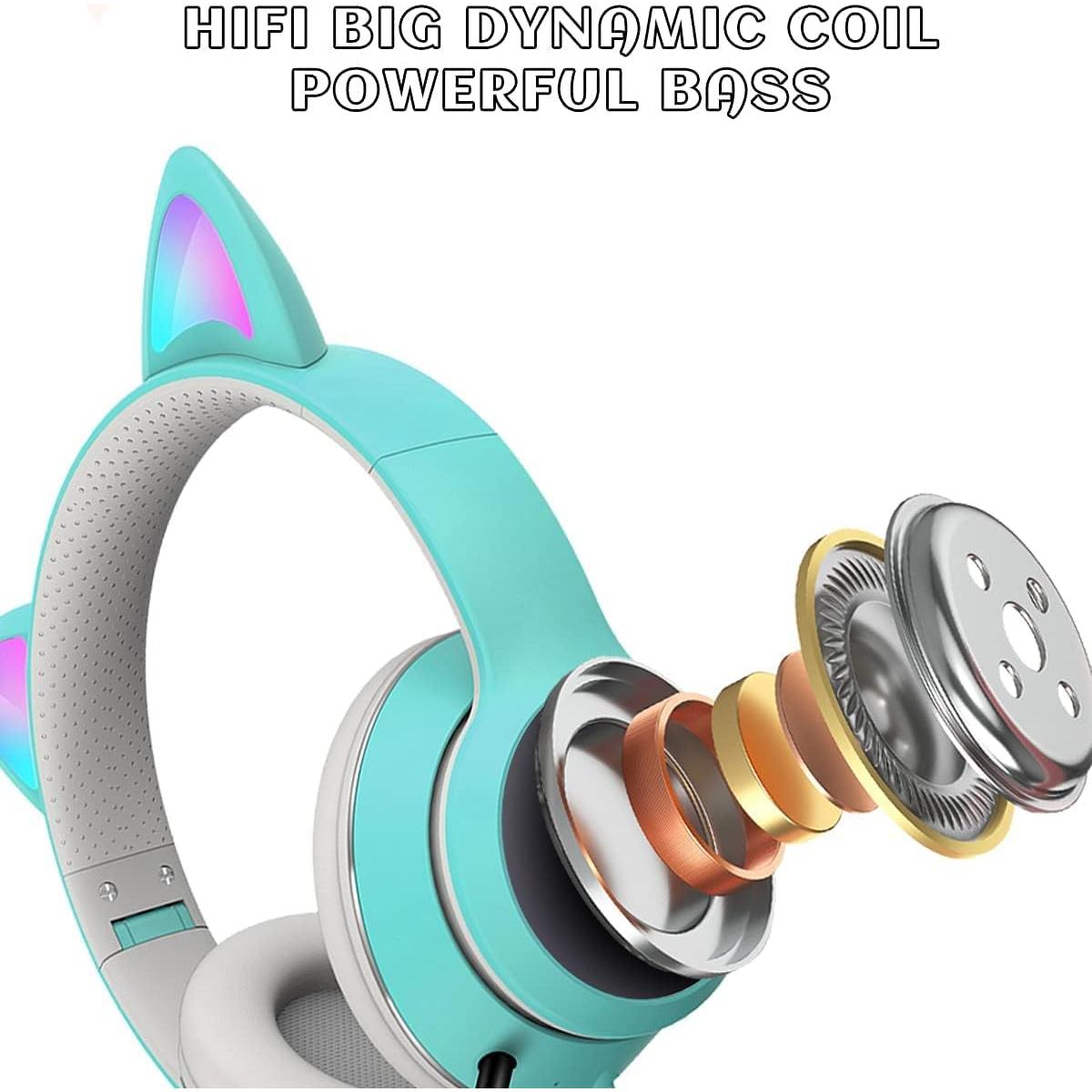 Auriculares Gaming VIGROS con Orejas de Gato y Luz LED 3.5mm