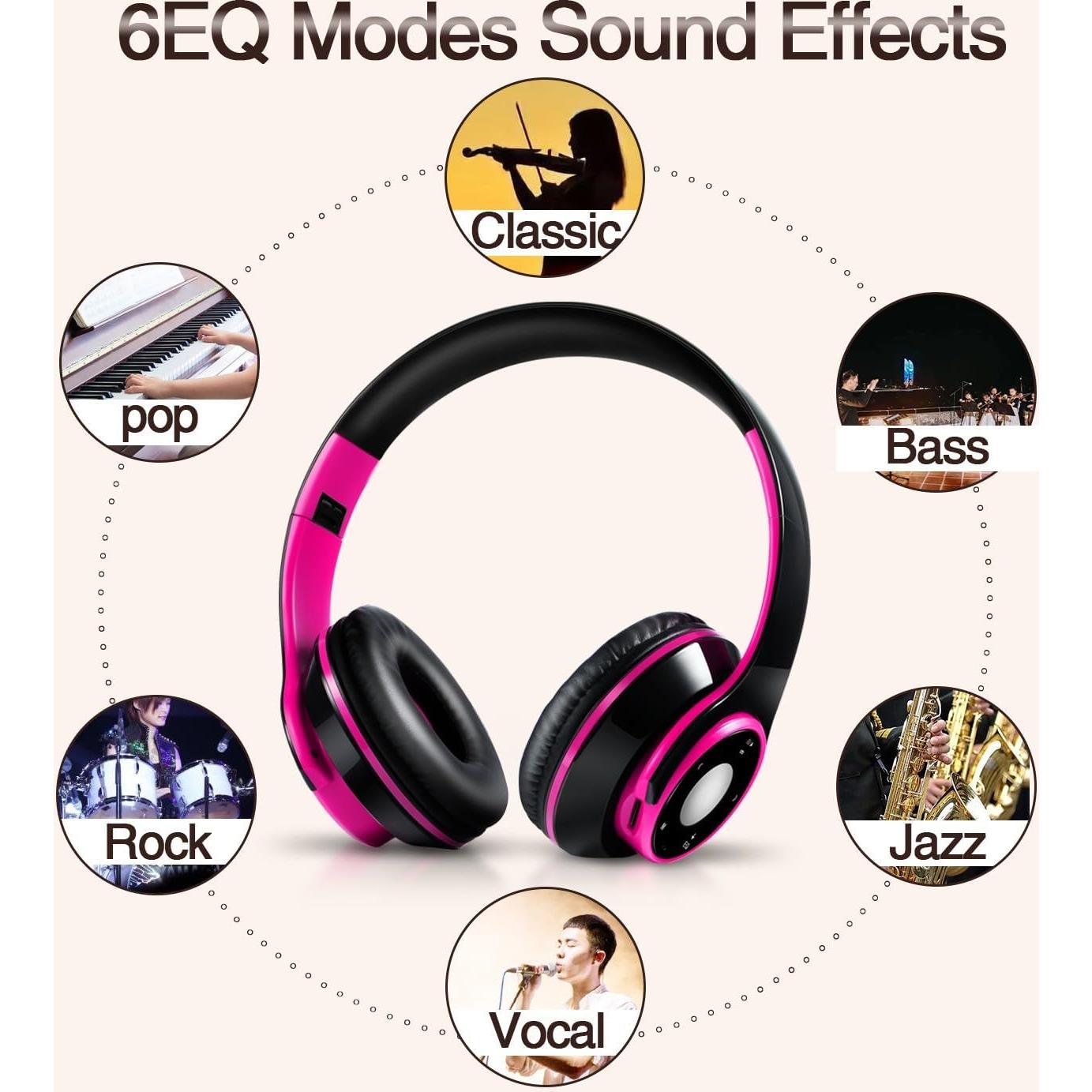 Auriculares Bluetooth Inalámbricos HiFi Plegables Rosa - 20h Batería