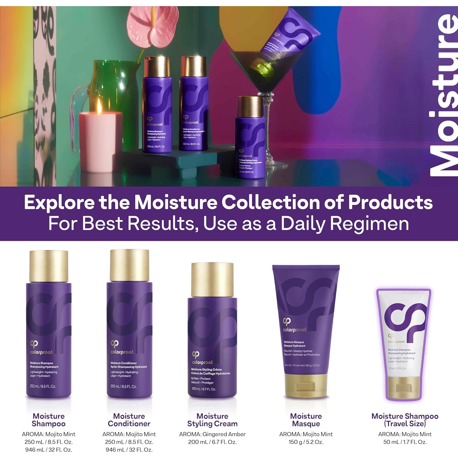 ColorProof Moisture Shampoo Hydrating Sulfate-Free Shampoo for Color-Treated Hair, Mojito Mint Scent