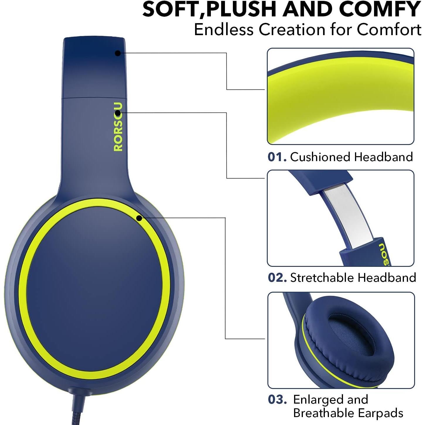 Auriculares RORSOU R10 Estéreo Plegables con Micrófono 1.5m Azul