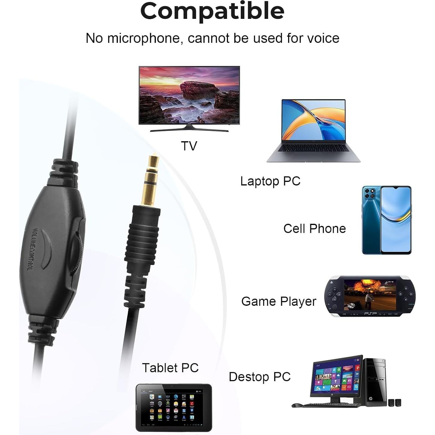 Auriculares con cable 100SEASHELL S7 para TV 5.94m