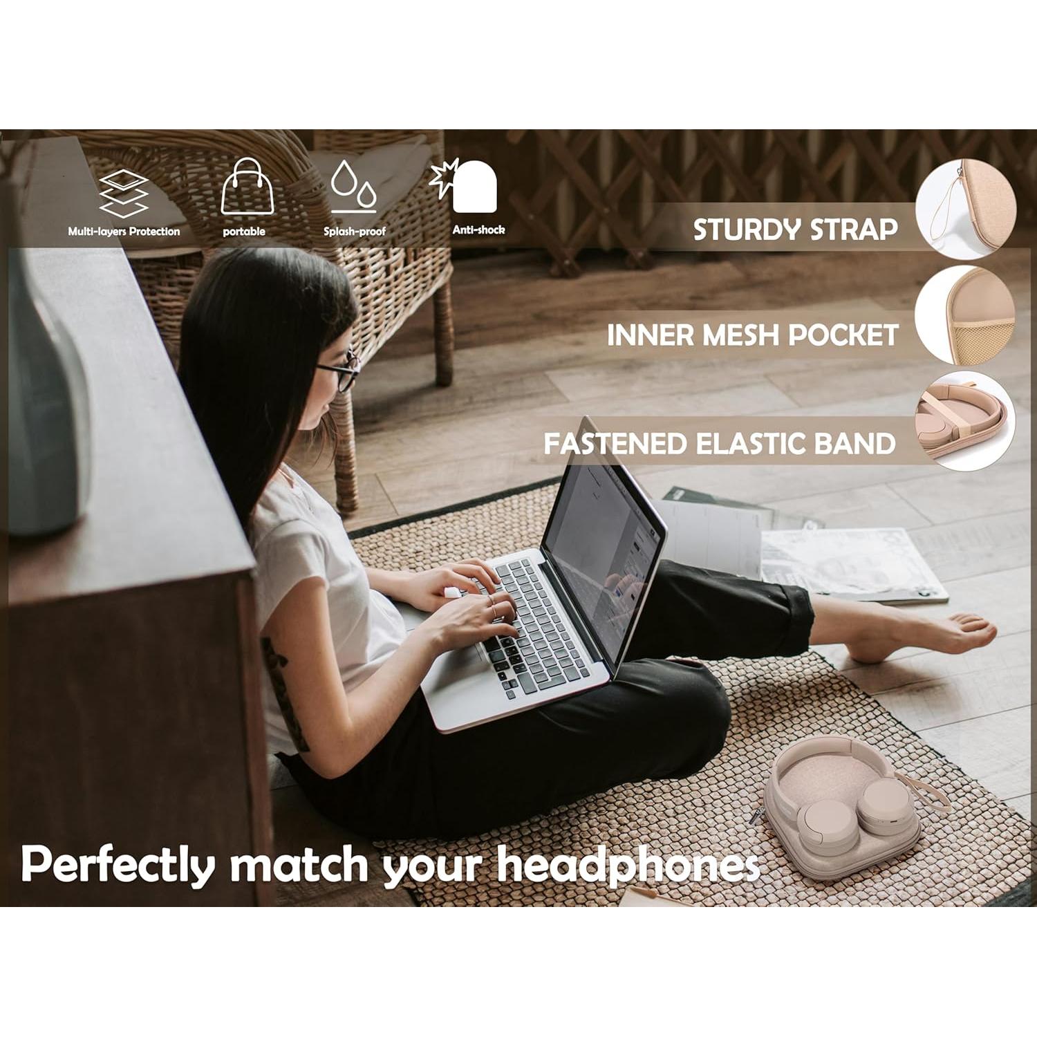 Funda Dura Ginsco para Auriculares On-Ear Beige - Compatible JBL y Sony