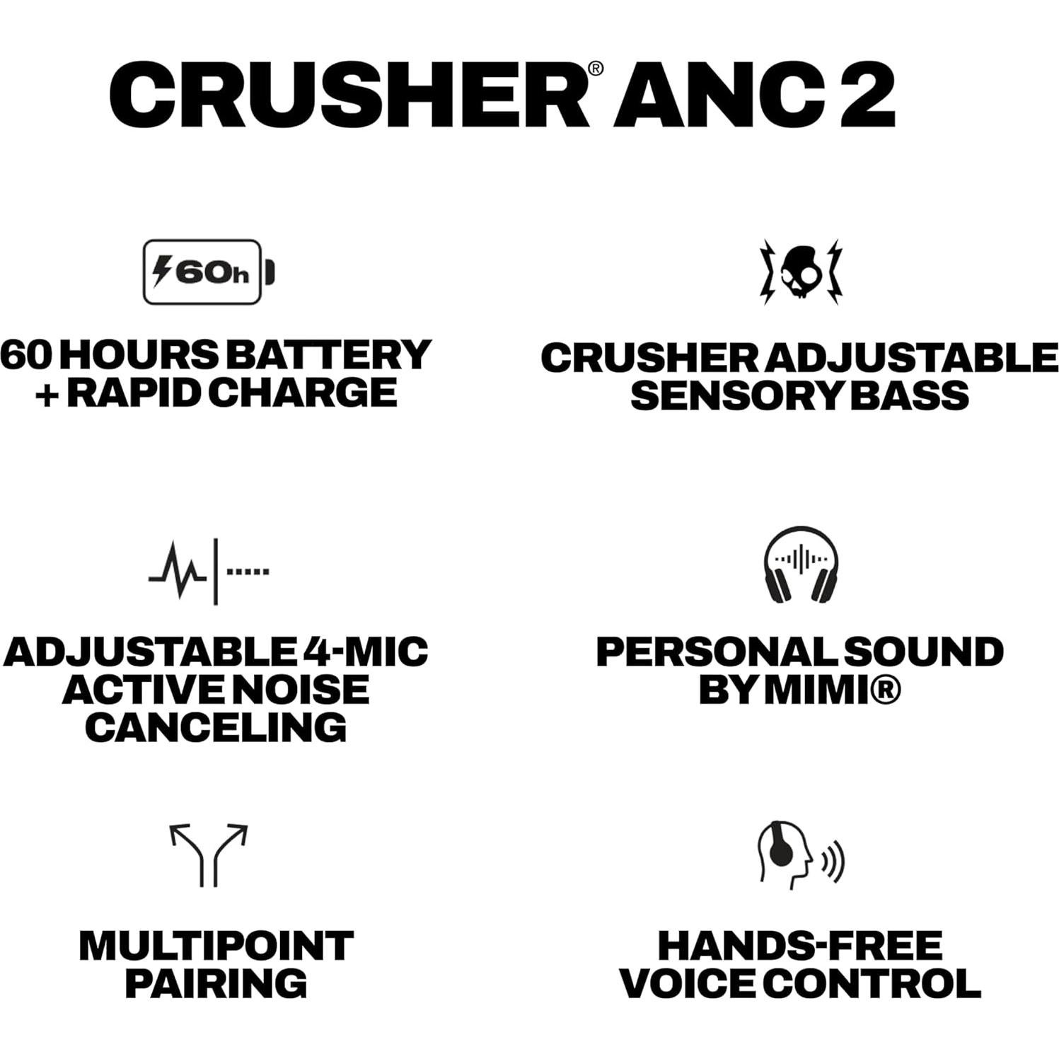 Auriculares Inalámbricos Skullcandy Crusher ANC 2 - Plasma, 60h Batería