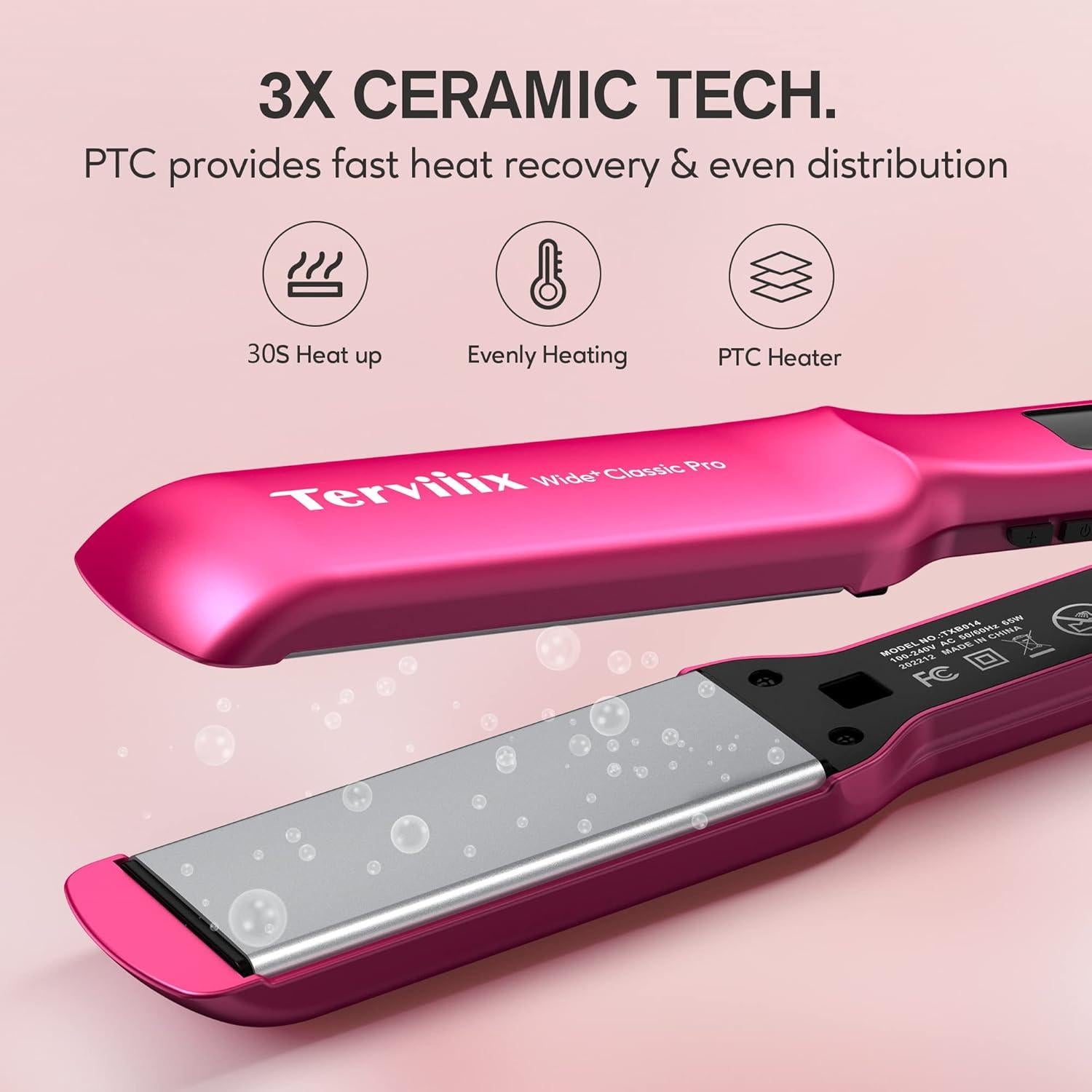 Plancha de Pelo Cerámica Terviiix 1.5" Ancha, Calentamiento Rápido