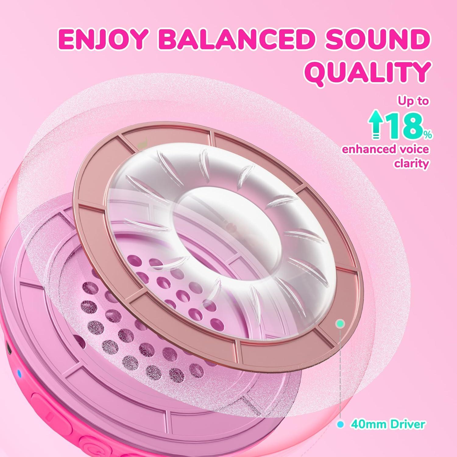 Auriculares Bluetooth iClever BTH22 para Niños 60H Rosa