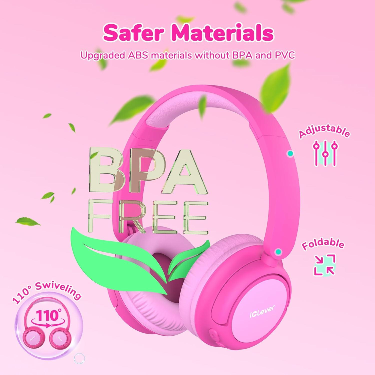Auriculares Bluetooth iClever BTH22 para Niños 60H Rosa