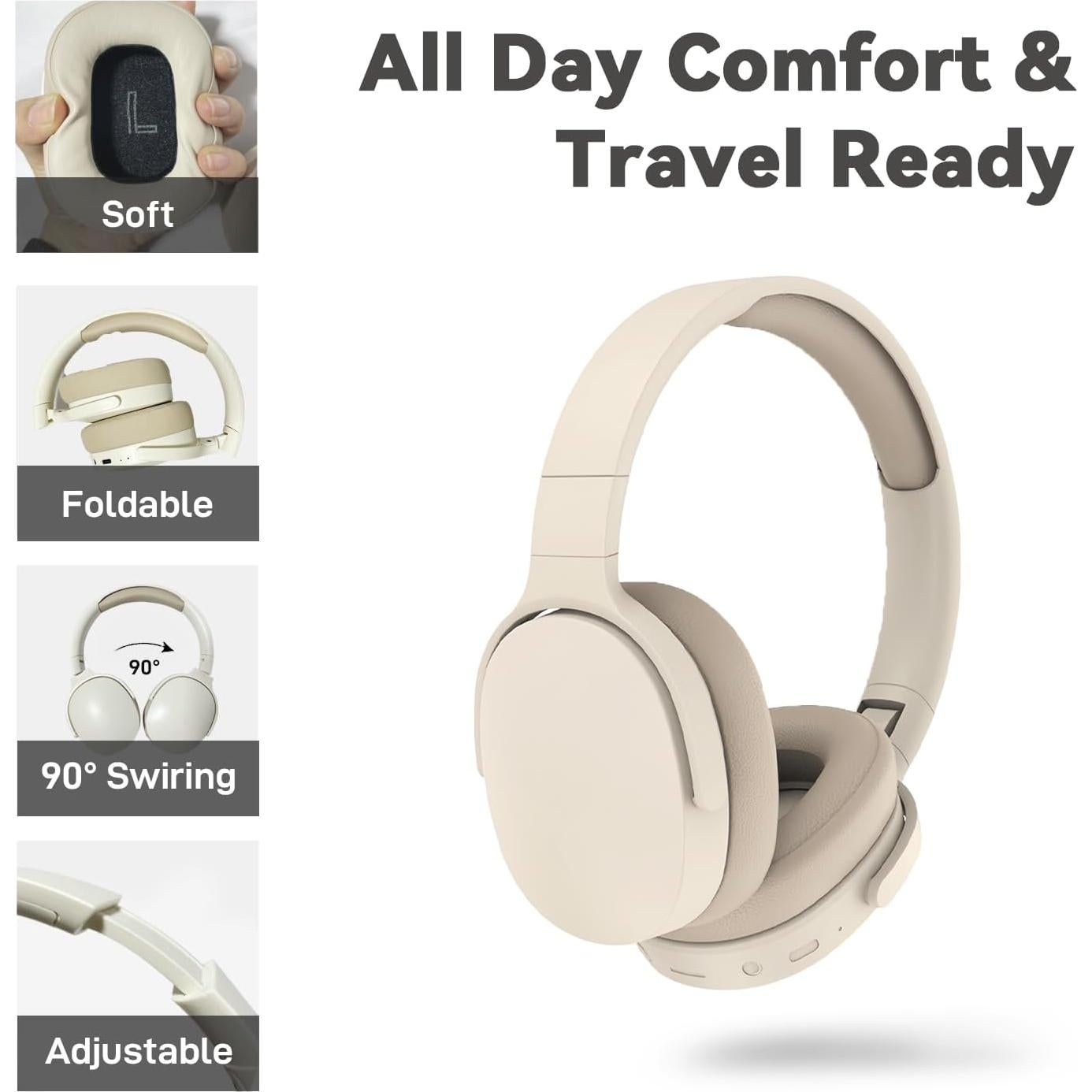 Auriculares Bluetooth FIKDCMJ P61WH HiFi 12H Cancelación Ruido