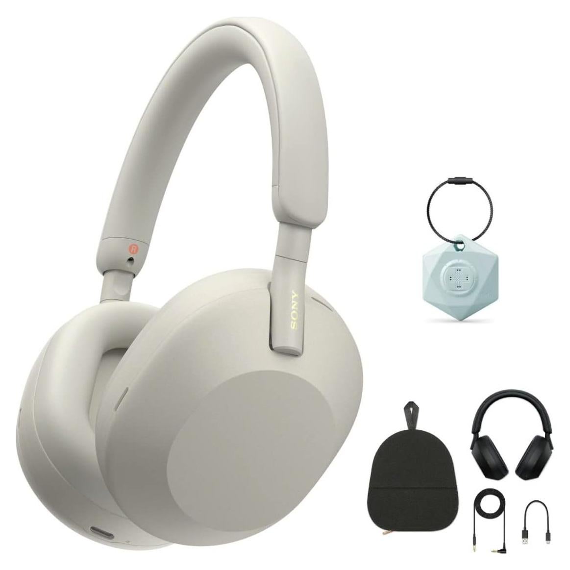 Auriculares Inalámbricos Sony WH-1000XM5 Plata + Localizador Bluetooth