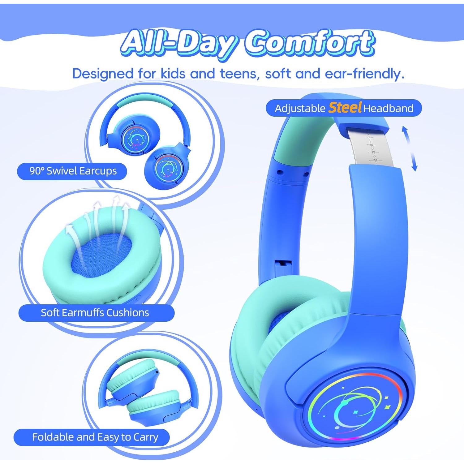 Auriculares Bluetooth para Niños Botesty BS01, 85H Batería, LED