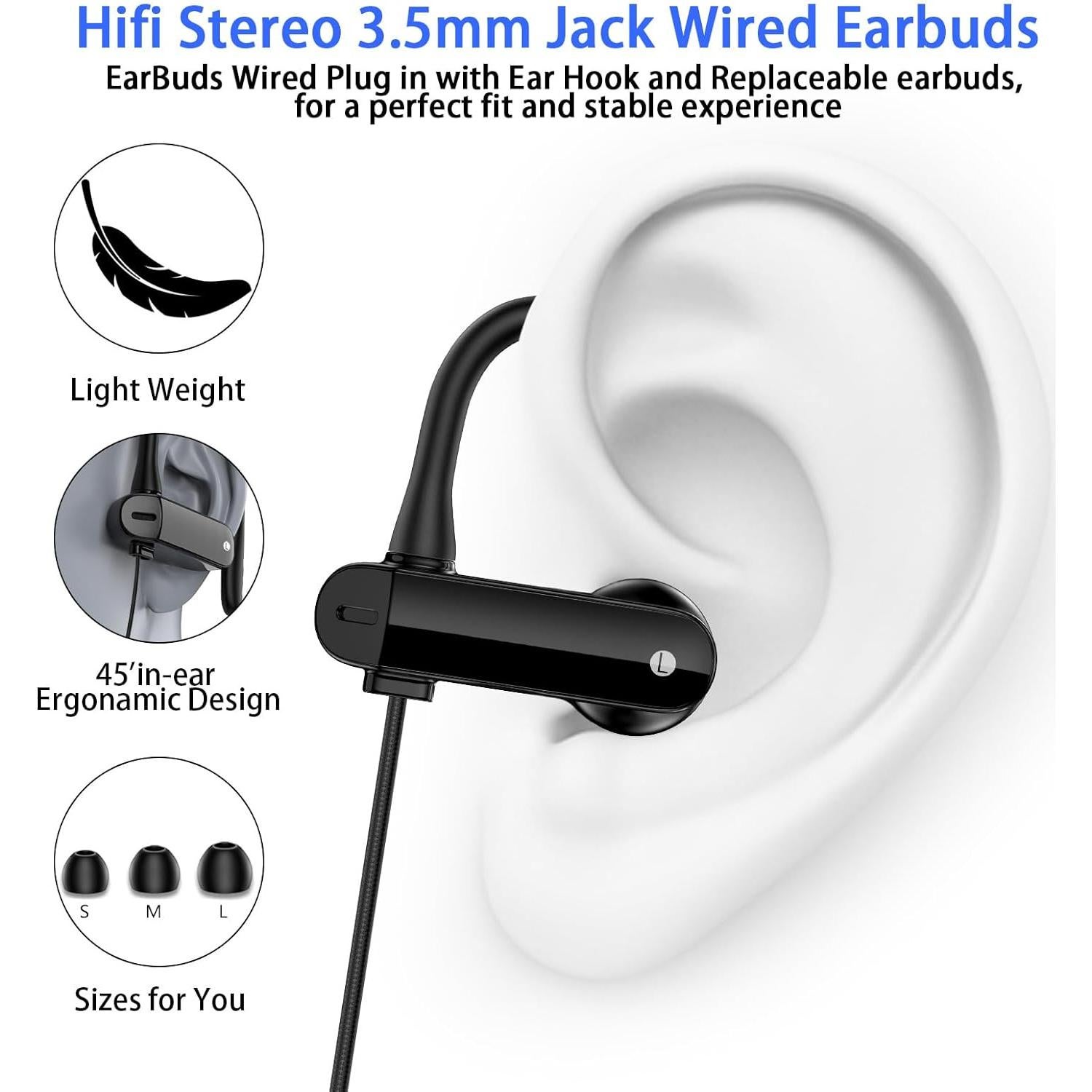 Auriculares deportivos AIAUXAI con micrófono y gancho 1.2m