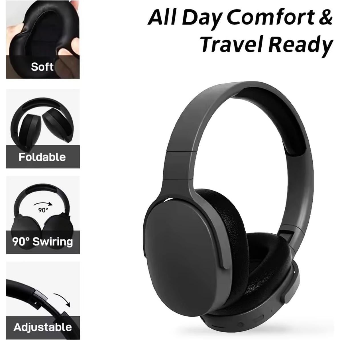 Auriculares Inalámbricos Bluetooth MGHOAQFRS P2961 HiFi Negro