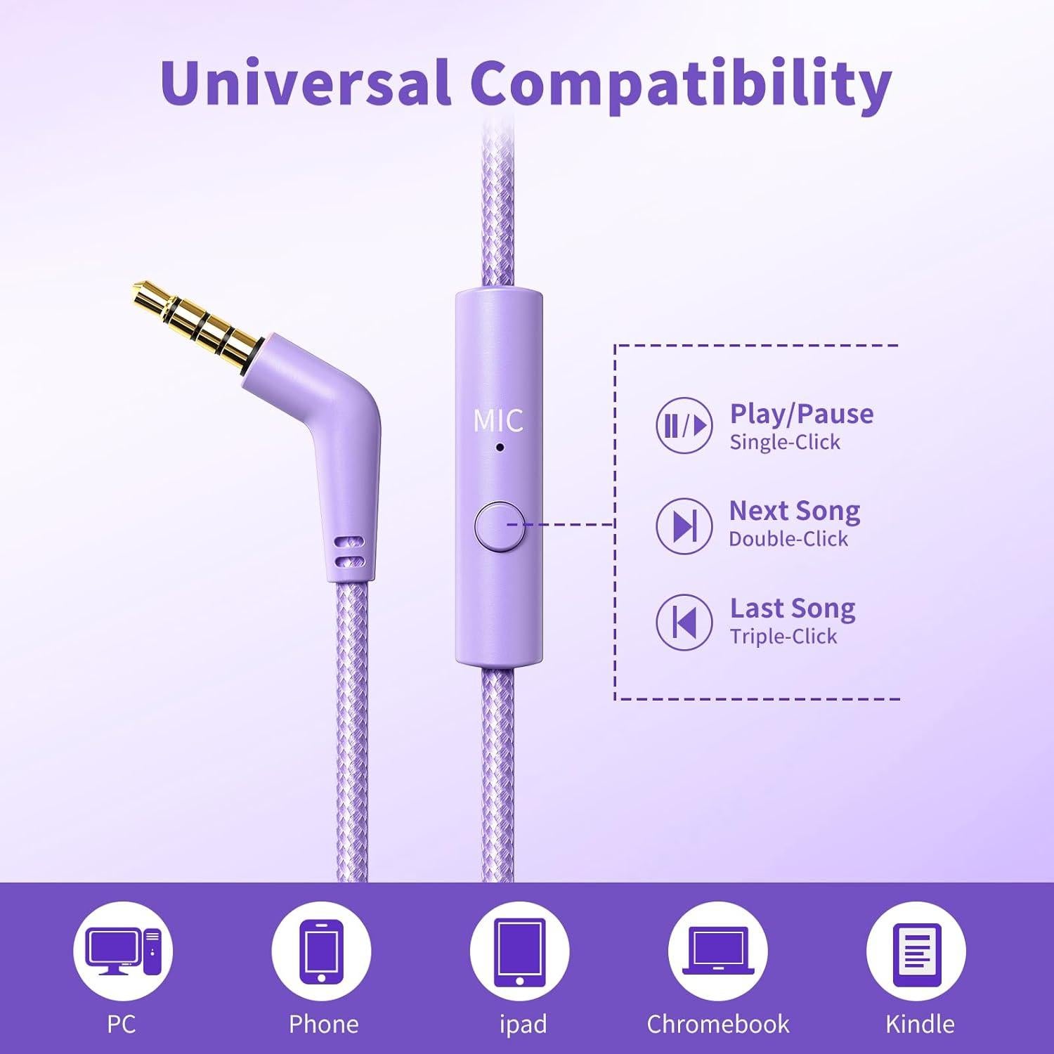 Auriculares con cable Botesty Sound Iris Púrpura 1.5m con micrófono