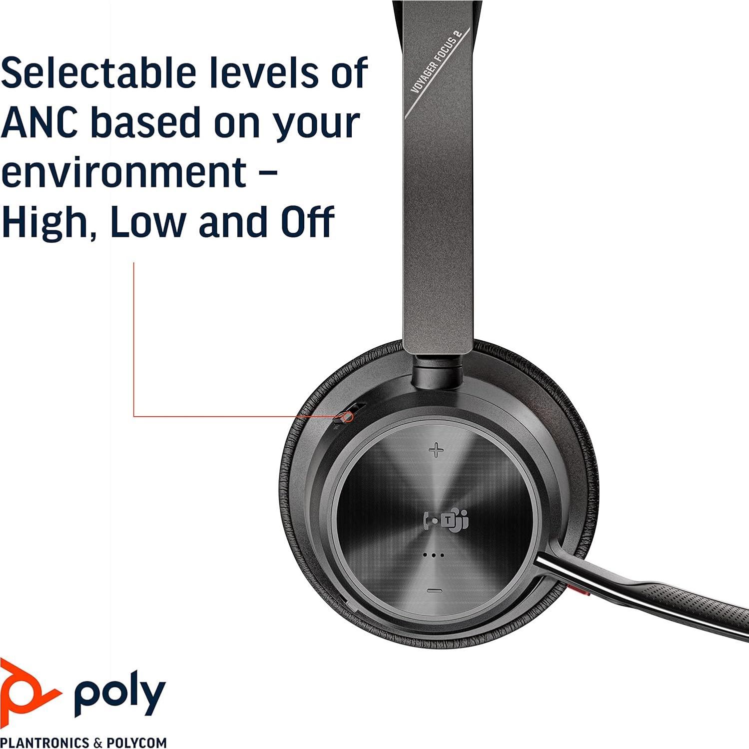 Auricular Bluetooth Poly Voyager Focus 2 UC USB-A ANC Estéreo