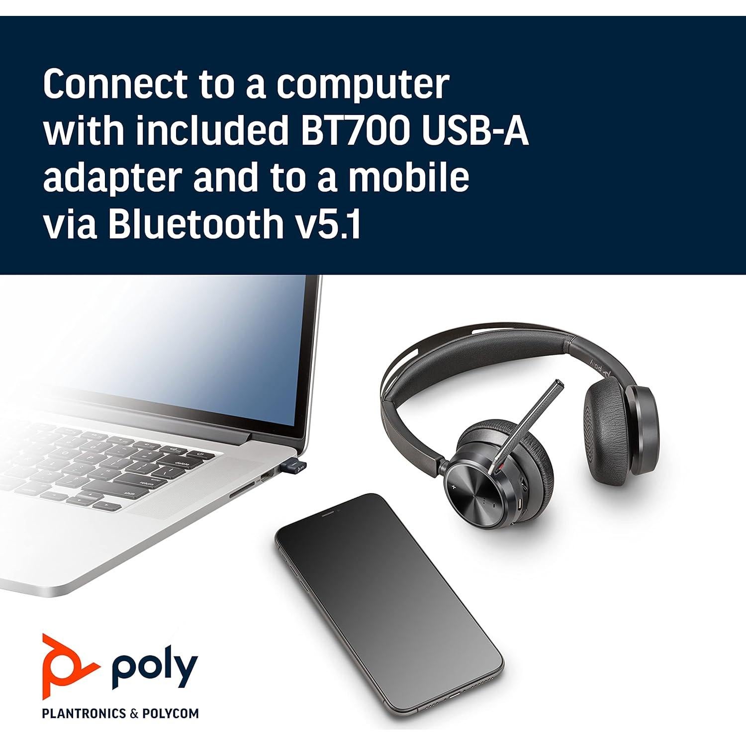 Auricular Bluetooth Poly Voyager Focus 2 UC USB-A ANC Estéreo