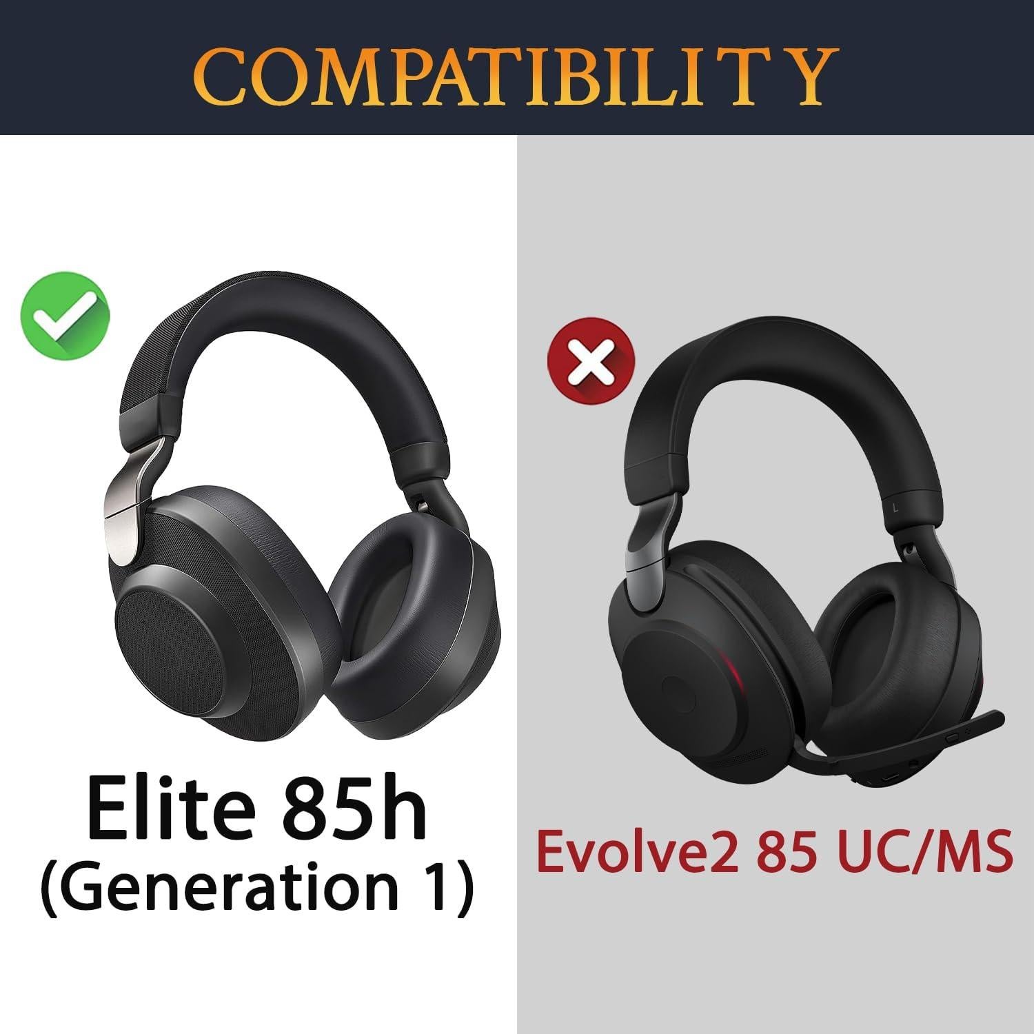 Almohadillas de Gel Refrigerante SOULWIT para Auriculares Jabra Elite 85h - Negro